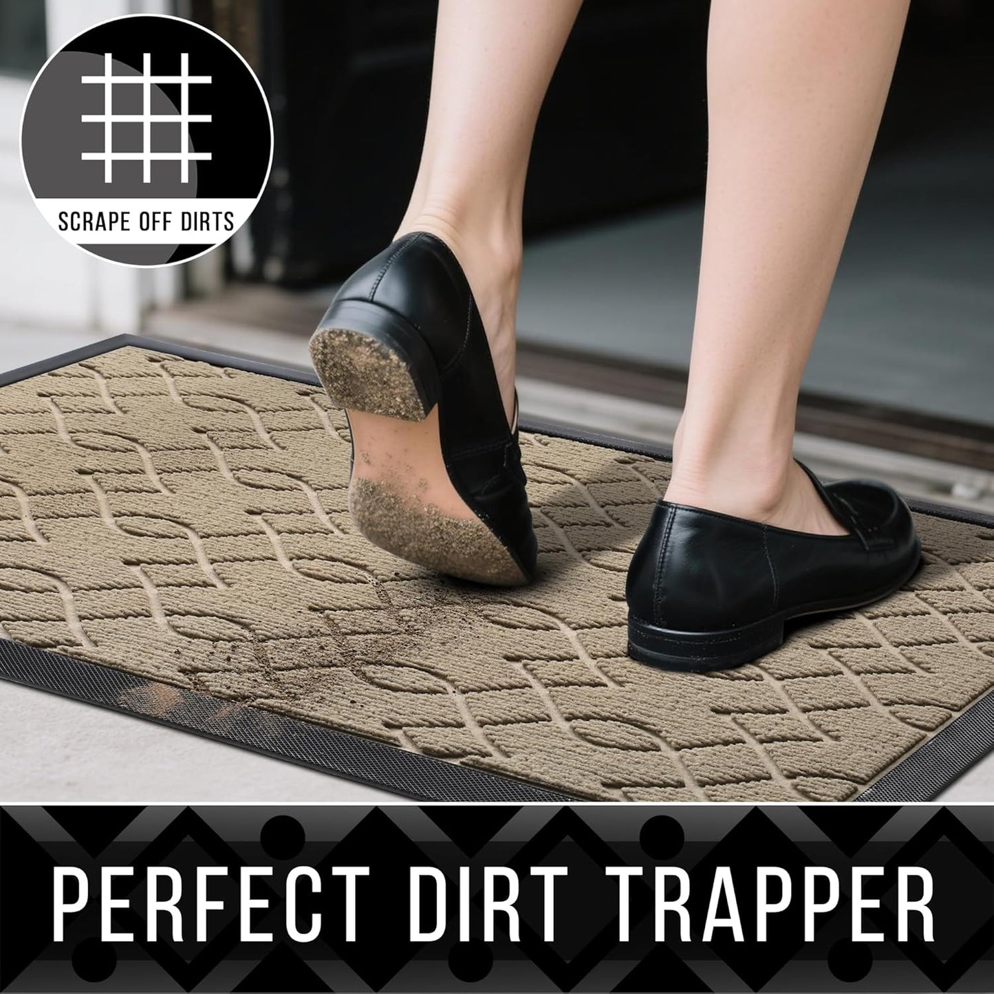 Yimobra Front Door Mat Outdoor Indoor 72x24, All-Season, All-Weather, Heavy Duty Welcome Door Mats Outside Entrance, Non Slip Porch Patio Entrance Mat, Light Beige