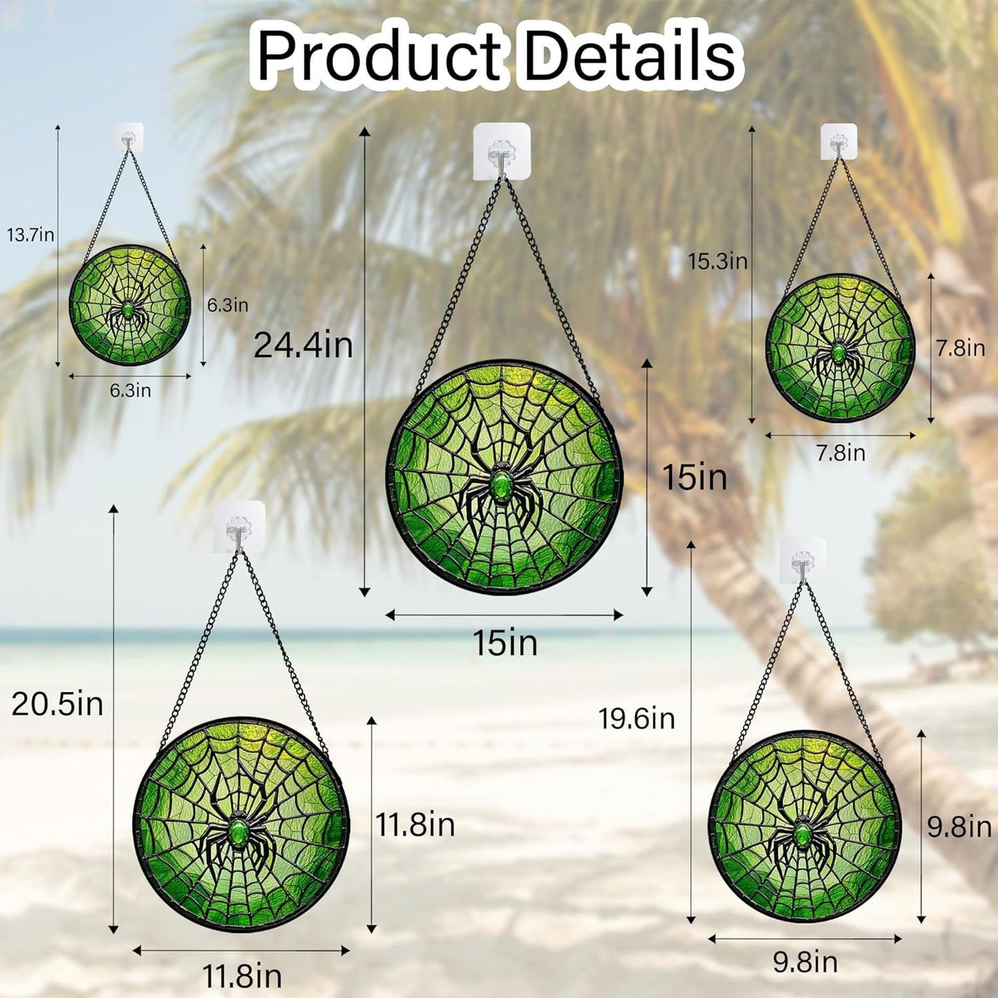 Stained Glass Window Hanging - Black Green Horror Spider Web Suncatcher for Doors Garden Patio Sun Catchers Decor Christmas Halloween Birthday Gifts for Women Men Mom Nana Friend 9.8 in