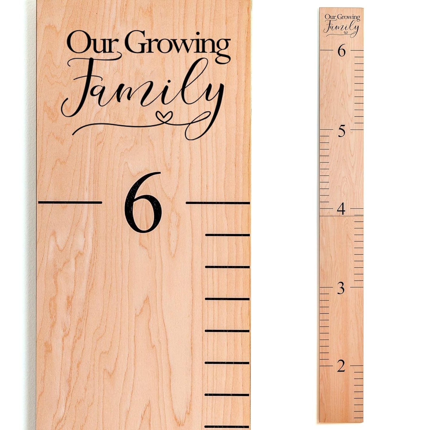 Wooden Growth Chart – Kids Height Chart, Wall Measurement for Kids, Height Chart for Wall, Growth Ruler for Children – Our Growing Family, Natural (63"x6.7")