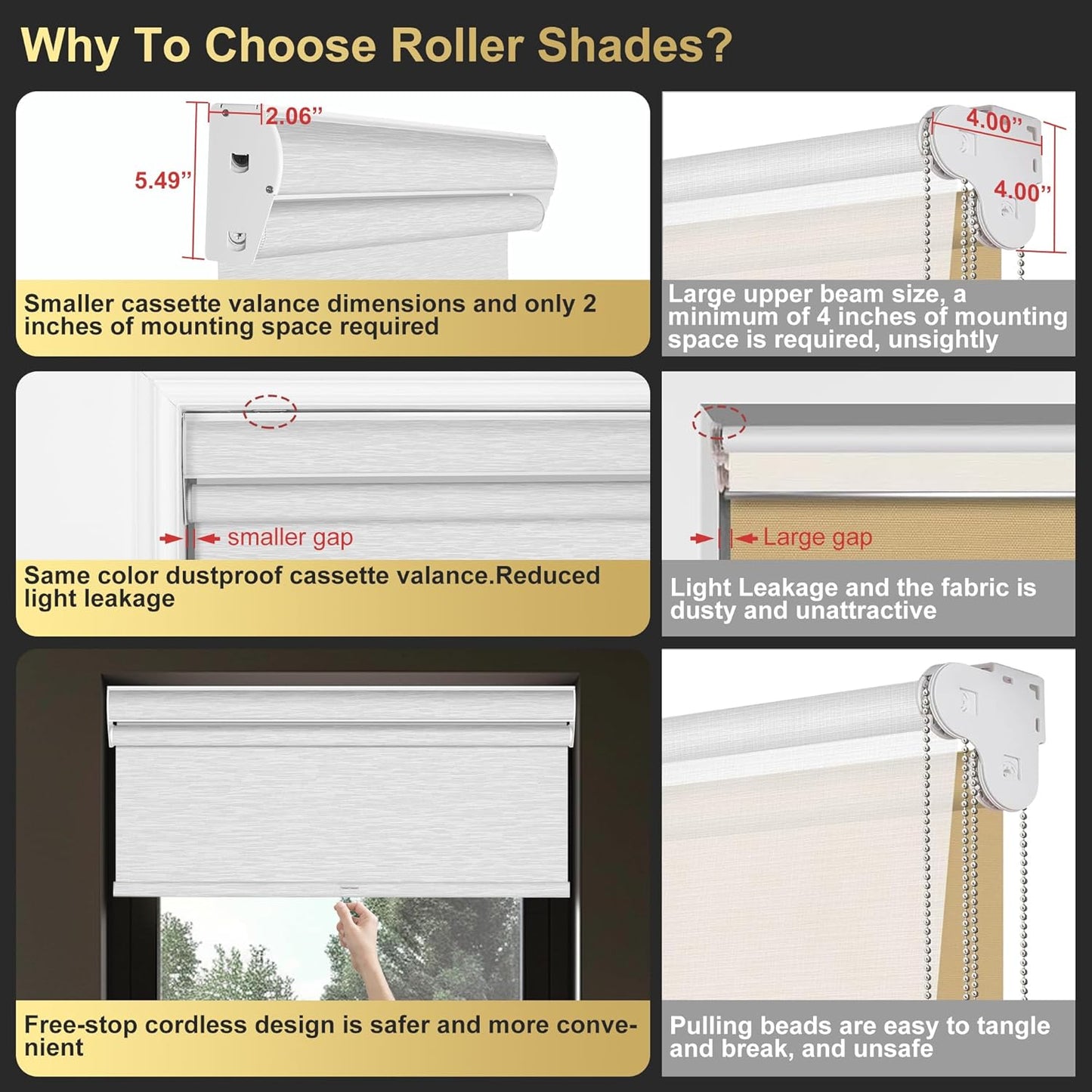 BERISSA Cordless Dual Roller Shades with Cassette Valance, Blackout and Light Filtering, Day and Night Roller Shades for Home Office Door, Grey and White. 67 W x 56" H