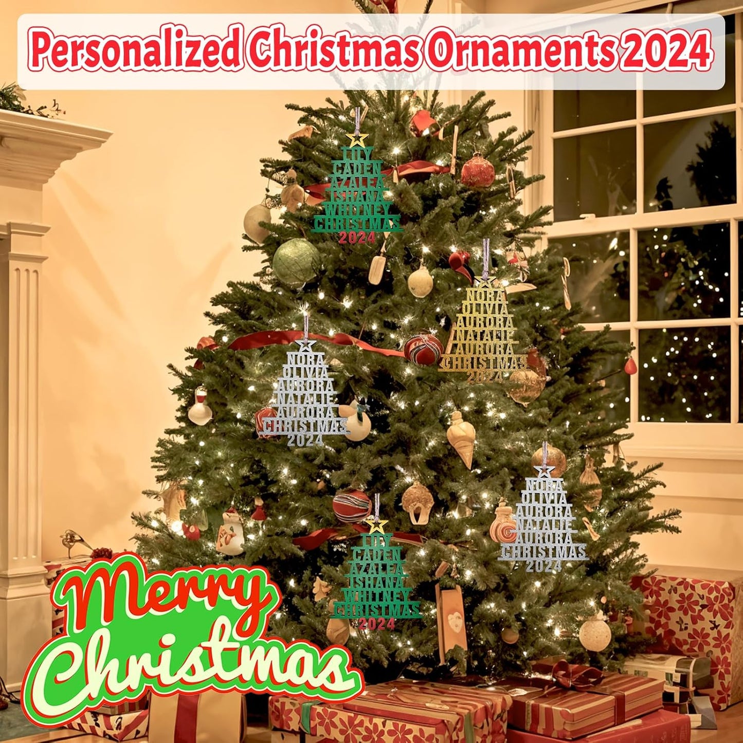 Personalized Christmas Ornaments 2025 with Family Names 1-6 Names Custom Ornaments for Christmas Tree Personalized Christmas Ornament Gifts