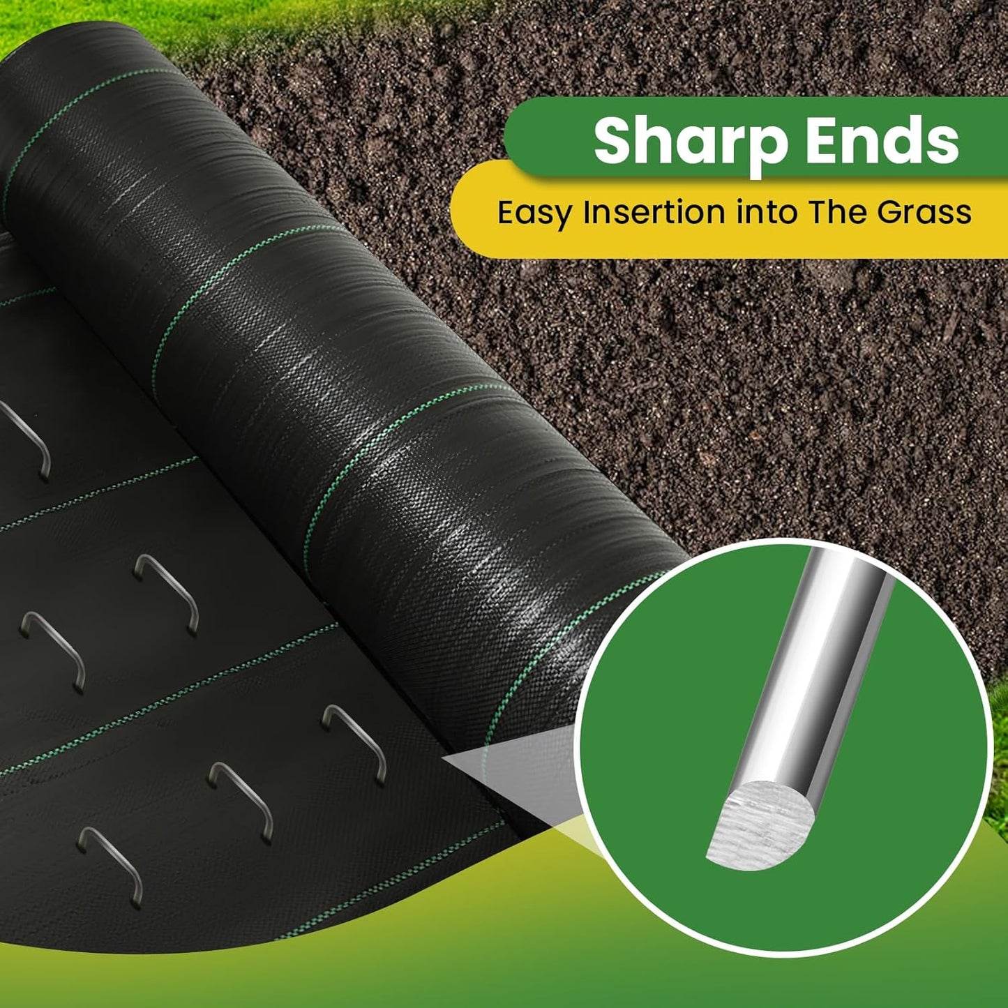 Landscape Staples 8 Inch 60 Pack, Garden Stakes Galvanized Garden Staples 11 Gauge, Plant Cover Stakes for Lawn Weed Barrier