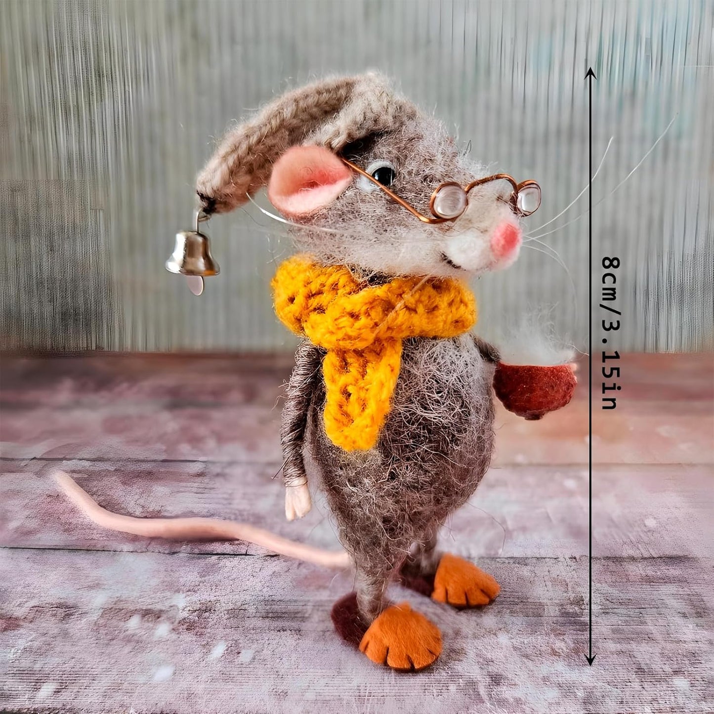 Felted Mouse, Cute Miniature Dollhouse Felt Mouse Ornament, Felt Wool Mice Figurine for Holiday Decor, Needle Felted Mouse Doll Decorations Festival Statue (Halloween)