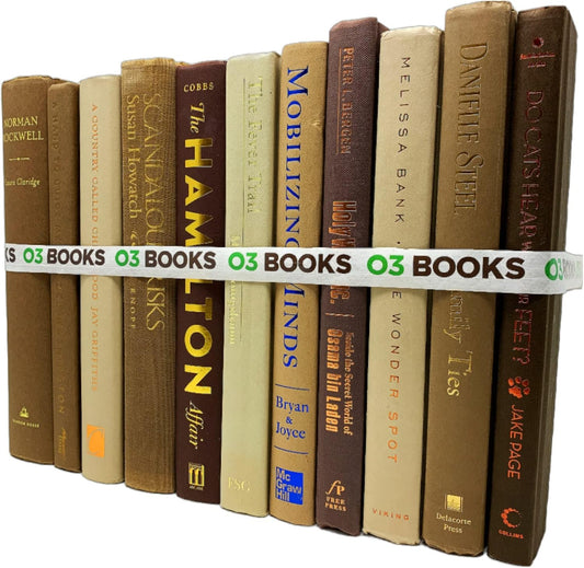 Curated Decorative Books Hardcover Décor Books for Home Décor, Choose Color, Interior Design, Office, Wedding Display, Instant Library, or Staging (Brown, Half Foot)