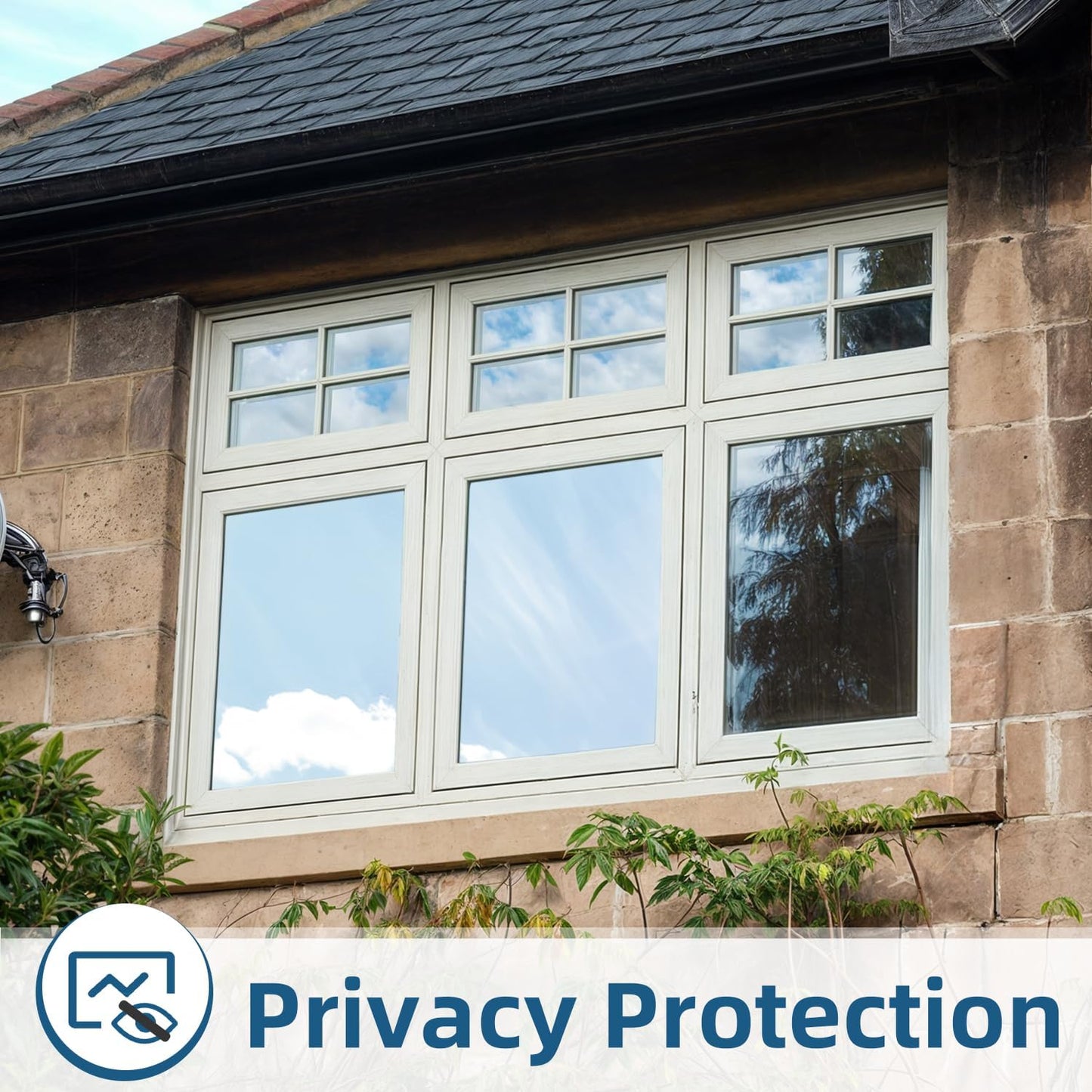 DUOFIRE One Way Window Film Privacy See Out Not in Heat Blocker Window Tint Reflective Mirror Windows Tinting Film for Home Static Cling Anti-UV Sun Blocking Windows Covering（Silver, 17.4x78.7in）