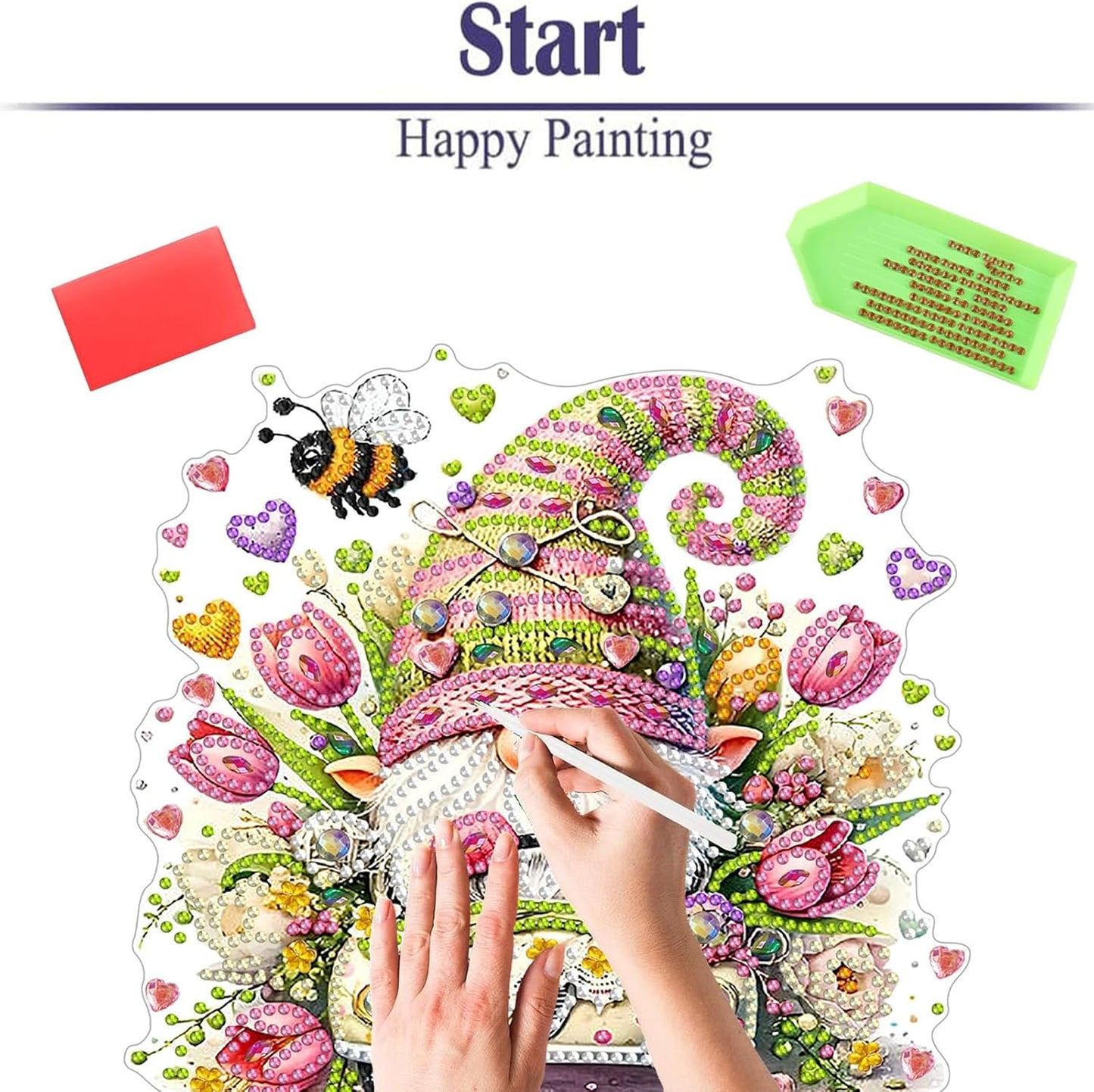 Diamond Painting Kits for Adults Beginners, 5D Full Drill Dwarf Crystal Art Desktop Ornament, DIY Single Sided Home Office Desk Decor, Creative Craft Gift Set with Tools