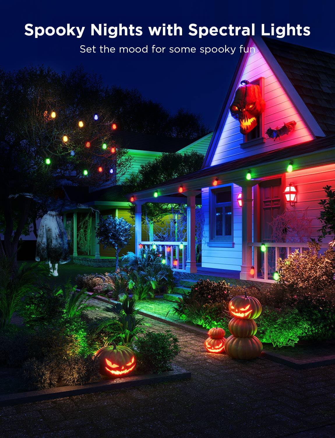 Govee Smart Outdoor String Lights H7016, 96ft RGBIC Outdoor Lights with 30 Dimmable LED Bulbs, IP65 Waterproof, Color Changing Warm White Lights with 47 Scene Modes for Patio, Backyard, App Control