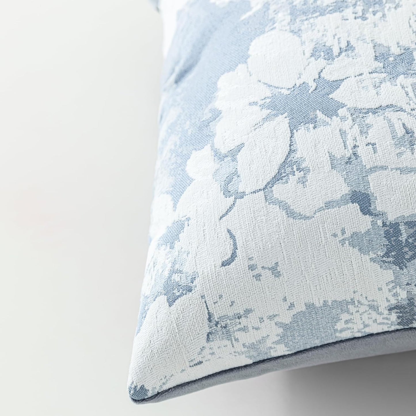 Jacquard Throw Pillow Covers 12x20 Inch Set of 2 - Vintage Floral Boho Pillow Cases with Botanical Pattern | Farmhouse Decor for Couch Living Room | Soft Textured Neutral Trio Dusty Blue 12" x 20"