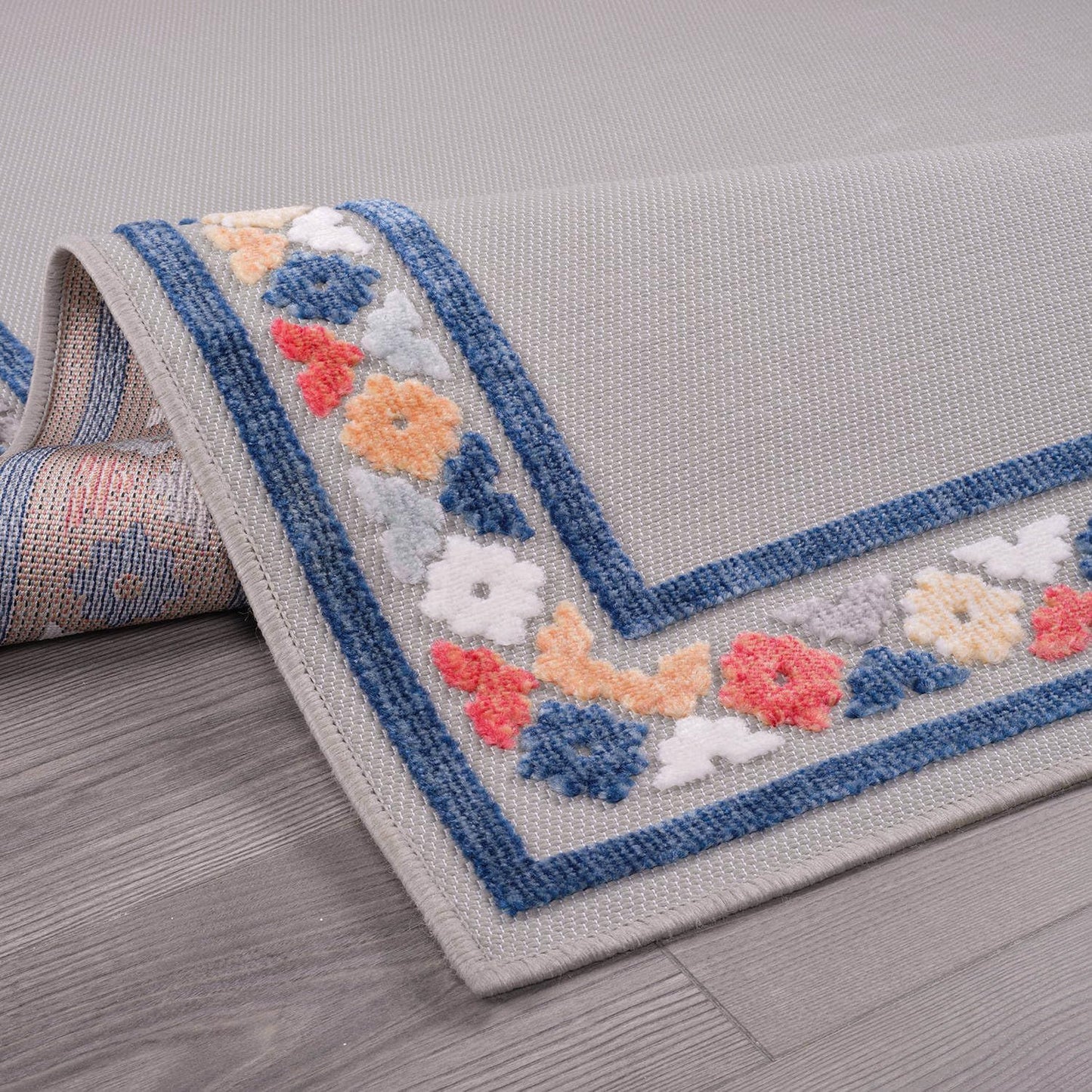 Beverly Rug Outdoor Rug 5x7 Modern Bordered Area Rugs for Indoor and Outdoor Patio Easy to Clean Non Shedding Living Room Porch Garden Washable Outside Carpet (5 x 7 Gray)