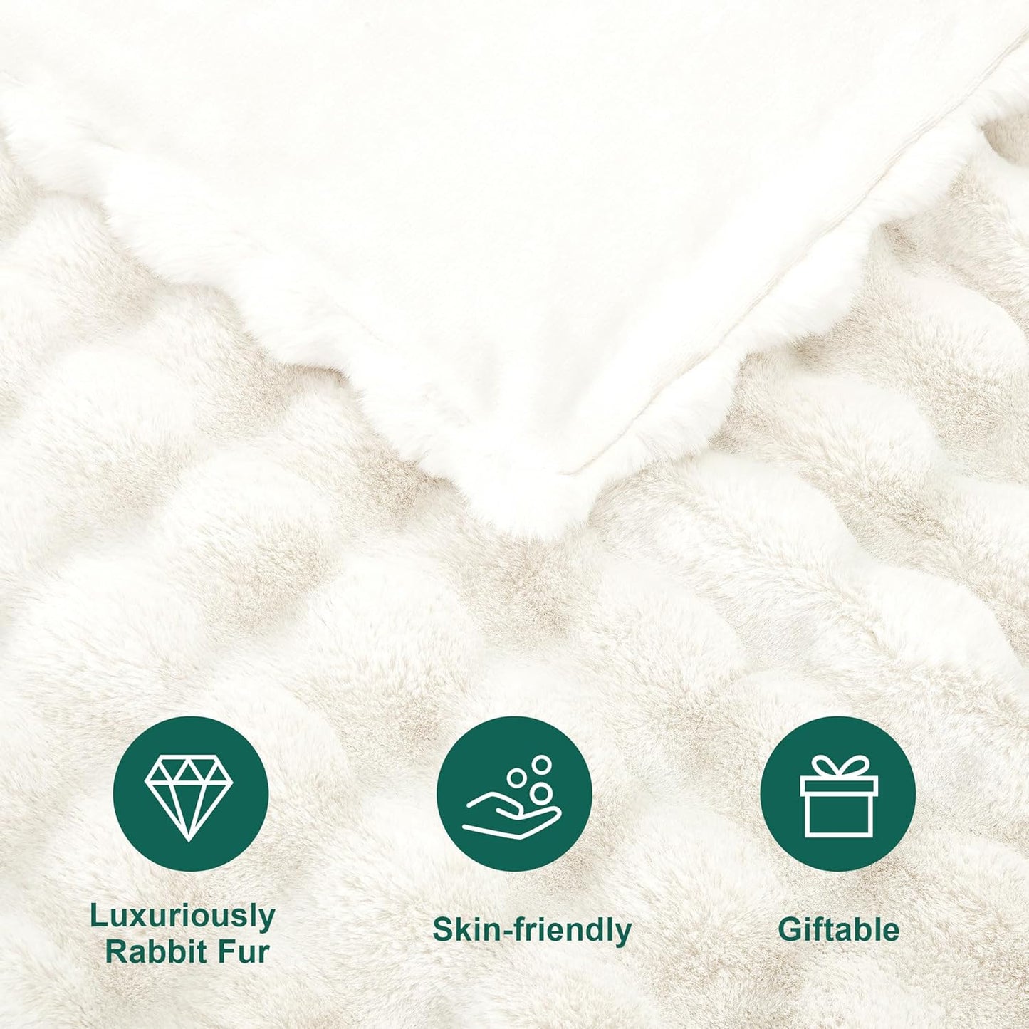 DREAMNINE Large Soft Thick Fuzzy Bubble Faux Rabbit Fur Blanket Full Size 70" x 80",Double Sided Comfy Plush Warm Shaggy Fluffy Blankets,Luxury Big Cozy Cute Textured Furry Blanket for Bed,Cream White
