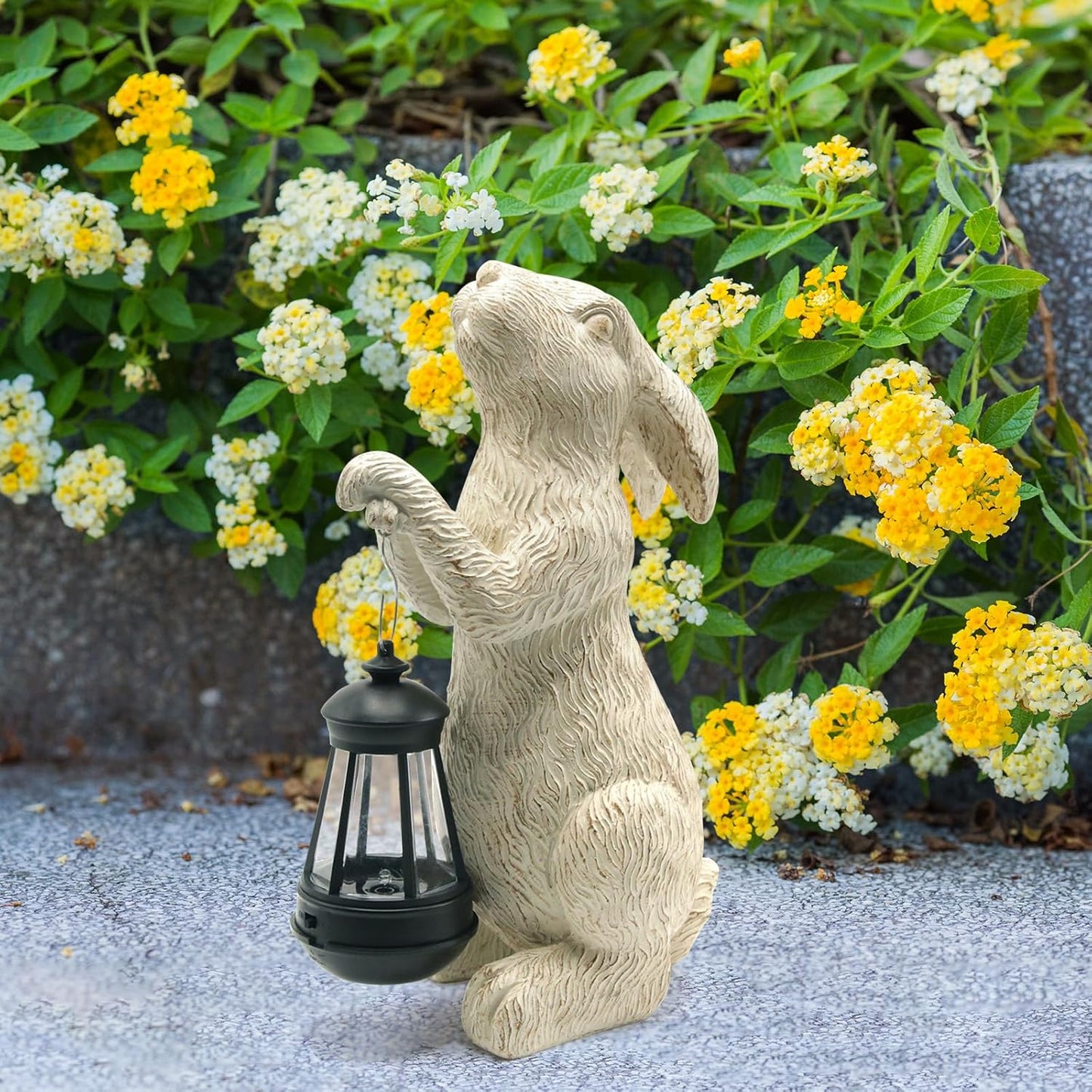 Garden Statues Rabbit with Solar Lights-Bunny Figurine Halloween Decorations Outdoor Rabbit Decor for Lawn,Balcony-Yard Art Garden&Patio Decor,Unique Housewarming&Birthday Gifts for Women Mom