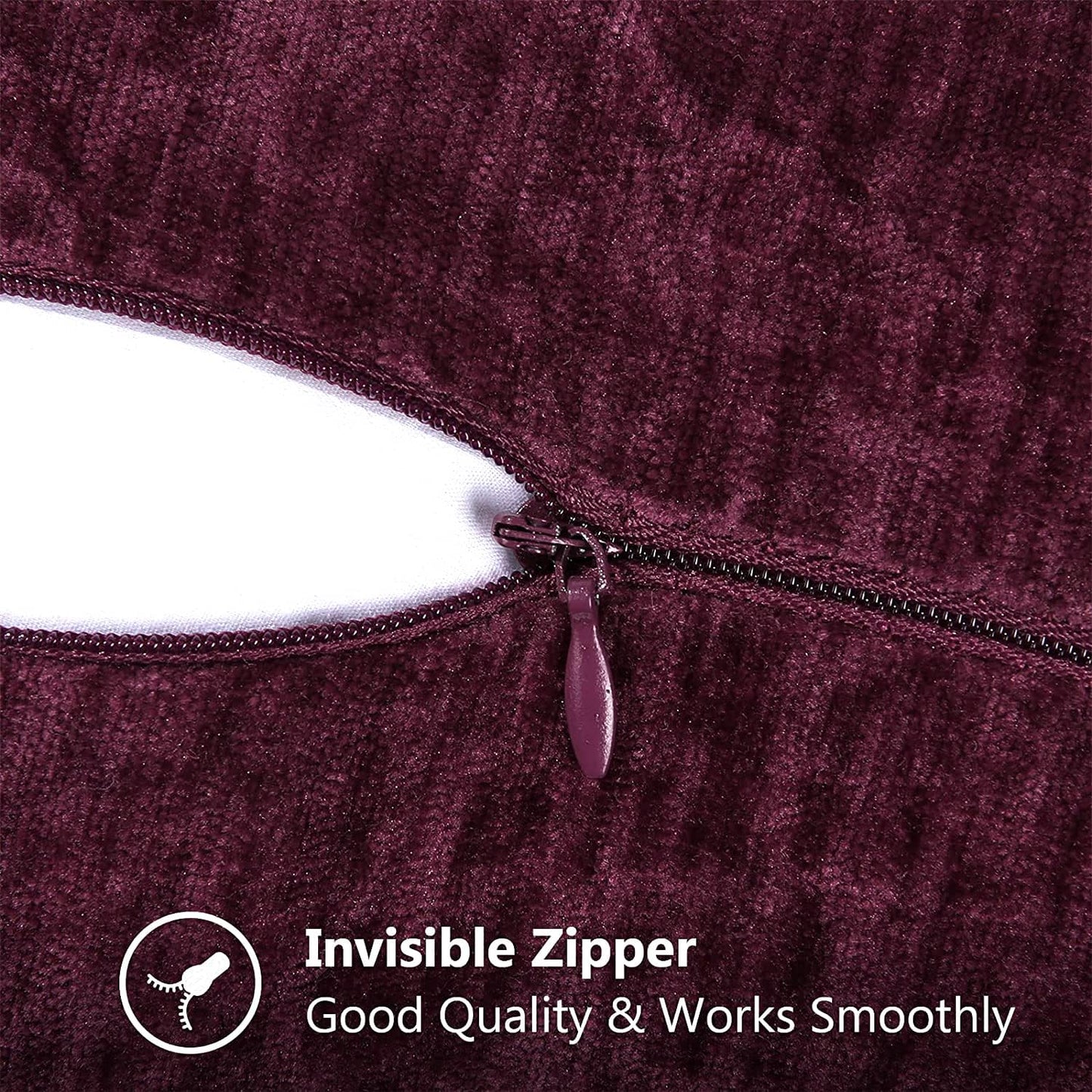 decorUhome Chenille Soft Throw Pillow Covers 22x22 Set of 2, Farmhouse Velvet Neutral Decorative Euro Pillow Covers with Stitched Edge for Couch Sofa Bed Home Decor, Rhododendron