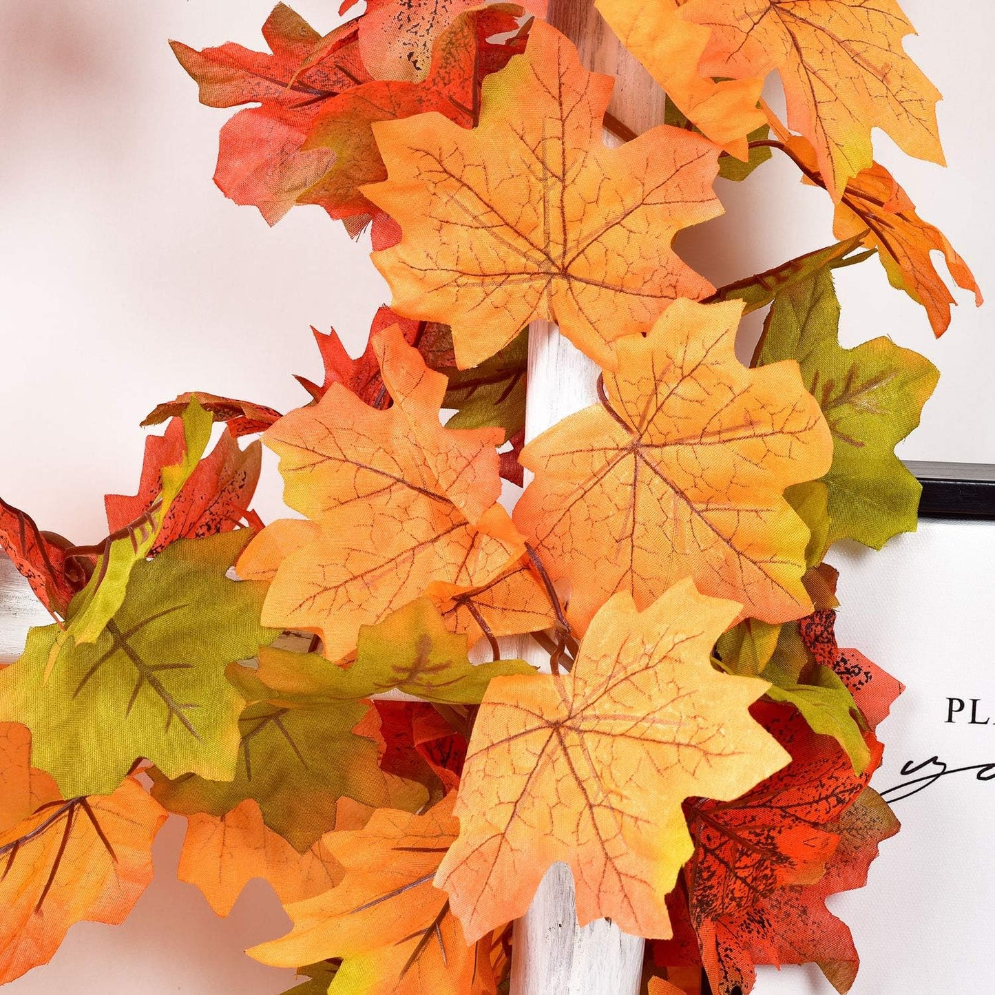 Lvydec 2 Pack Maple Leaves Fall Garland Clearance - 6ft/Strand Artificial Fall Foliage Garland Colorful Autumn Decoration for Home Wedding Party Thanksgiving