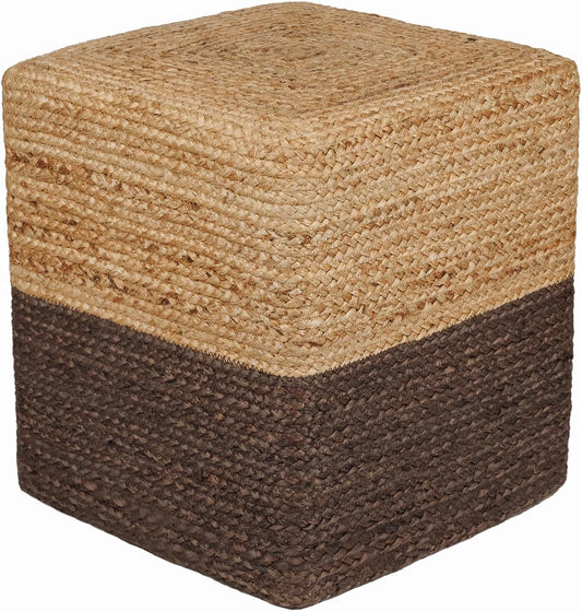 REDEARTH · Cube Pouf Foot Stool Ottoman - Jute Braided Pouffe Poof Accent Sitting Footrest for The Living Room, Bedroom, Nursery, Patio, Lounge & Other Rooms (14.5”x14.5”x16”; Natural Acorn)