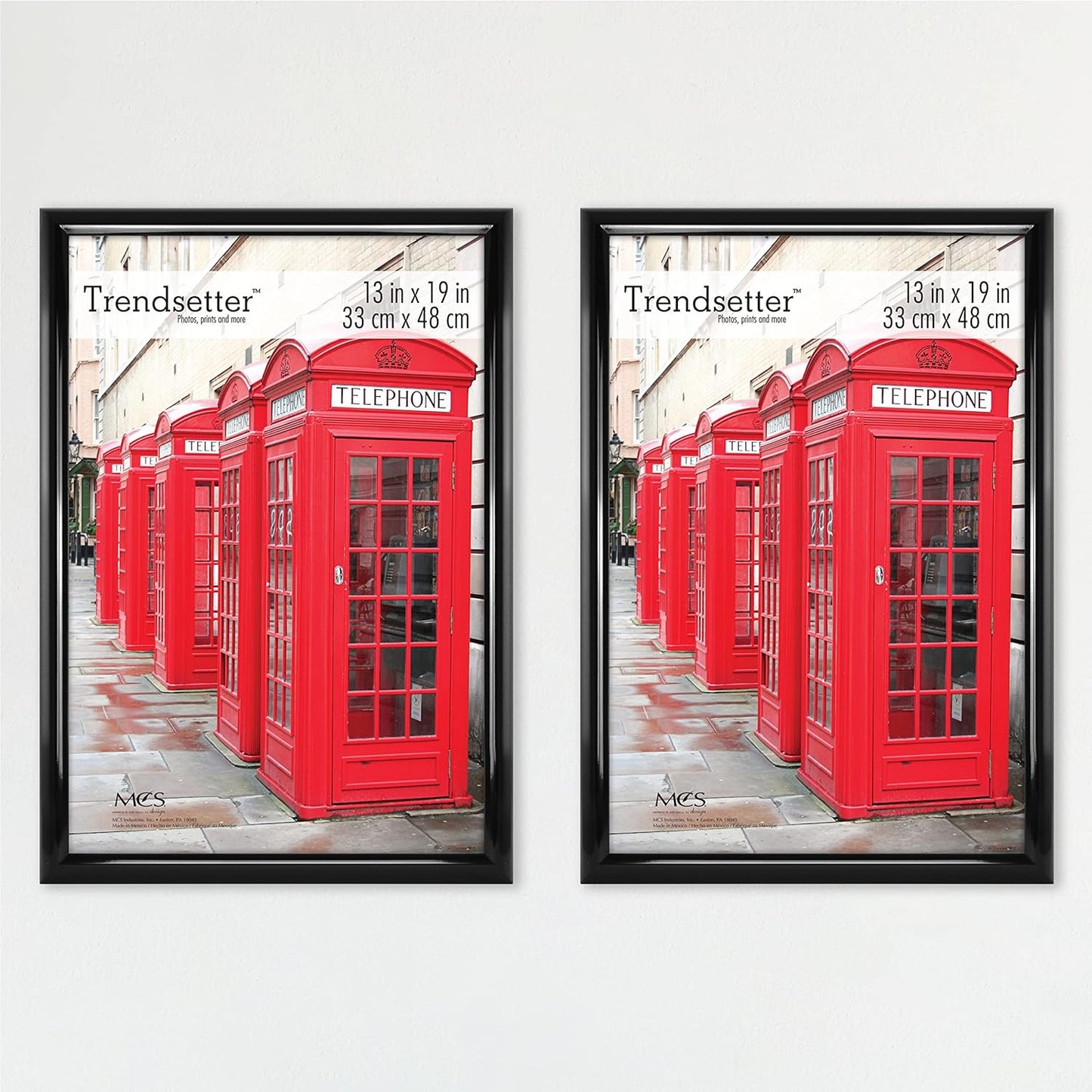 MCS Trendsetter 13x19 Poster Frame Black High-Gloss, Vertical & Horizontal Wall Hanging Large Picture Frame for Photos, Posters & Art Prints (2-Pack)