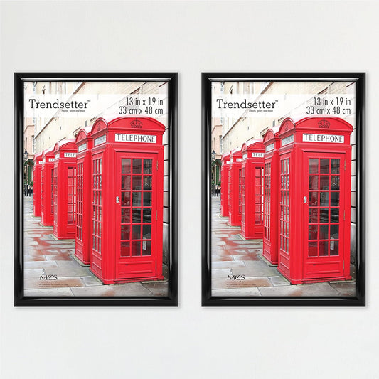 MCS Trendsetter 13x19 Poster Frame Black High-Gloss, Vertical & Horizontal Wall Hanging Large Picture Frame for Photos, Posters & Art Prints (2-Pack)