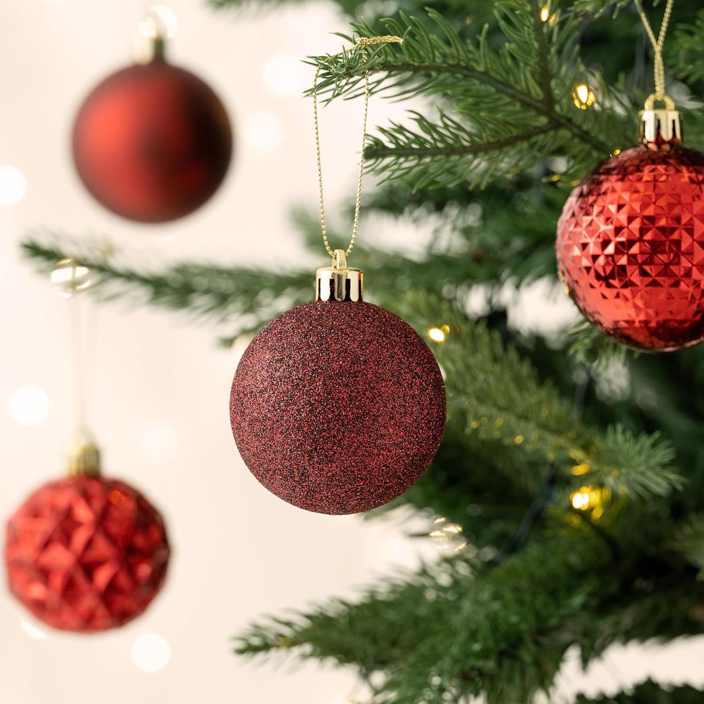 Valery Madelyn Christmas Tree Decorations Ornament Set for Fall Halloween, 50ct 2 Inches Burgundy Red Shatterproof Christmas Ball Ornaments Hanging Xmas Holiday Party Decor