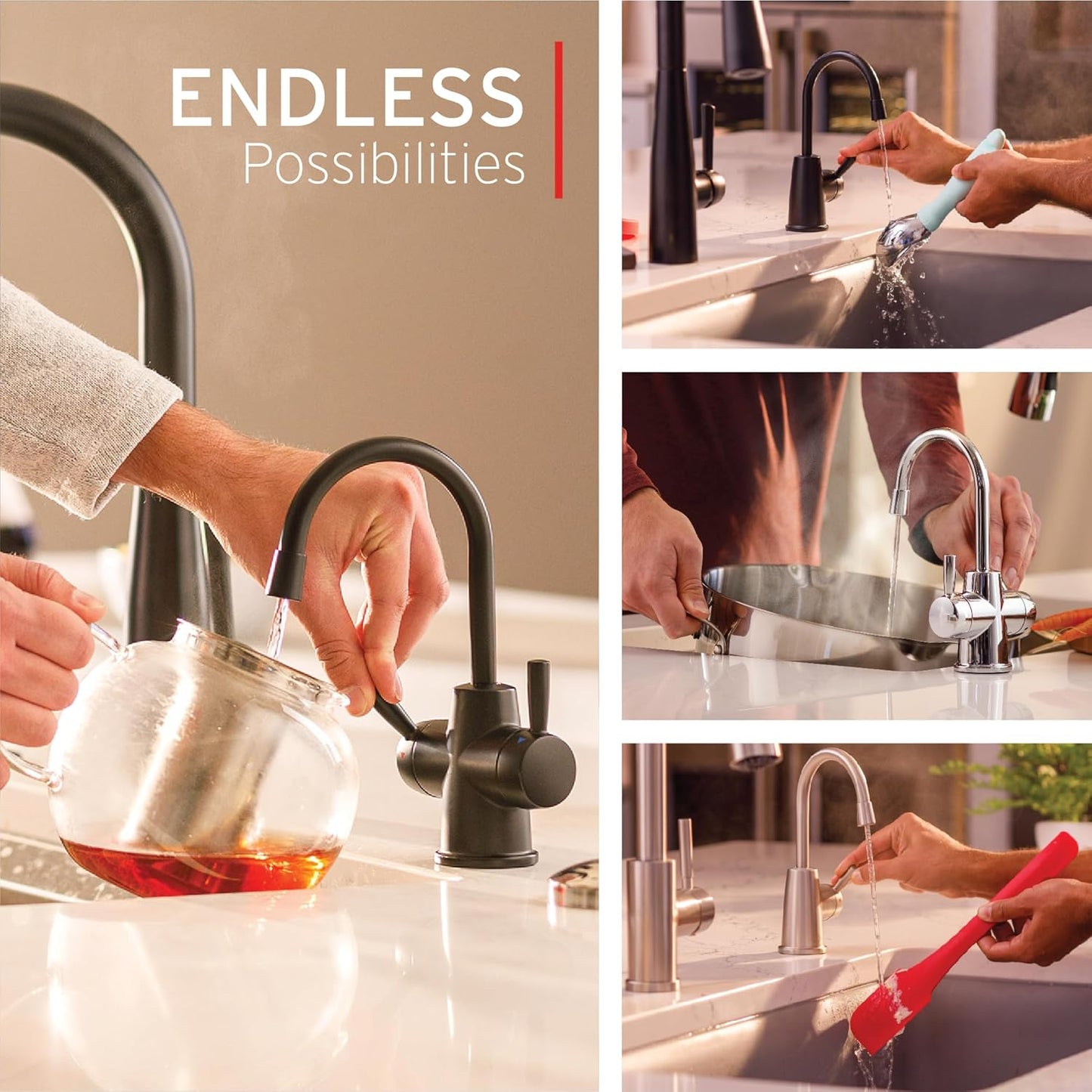 InSinkErator Stainless Steel Tank, HC250MBLK-SS HOT250 System & STC-MTBLK Push SinkTop Switch Button, Matte Black