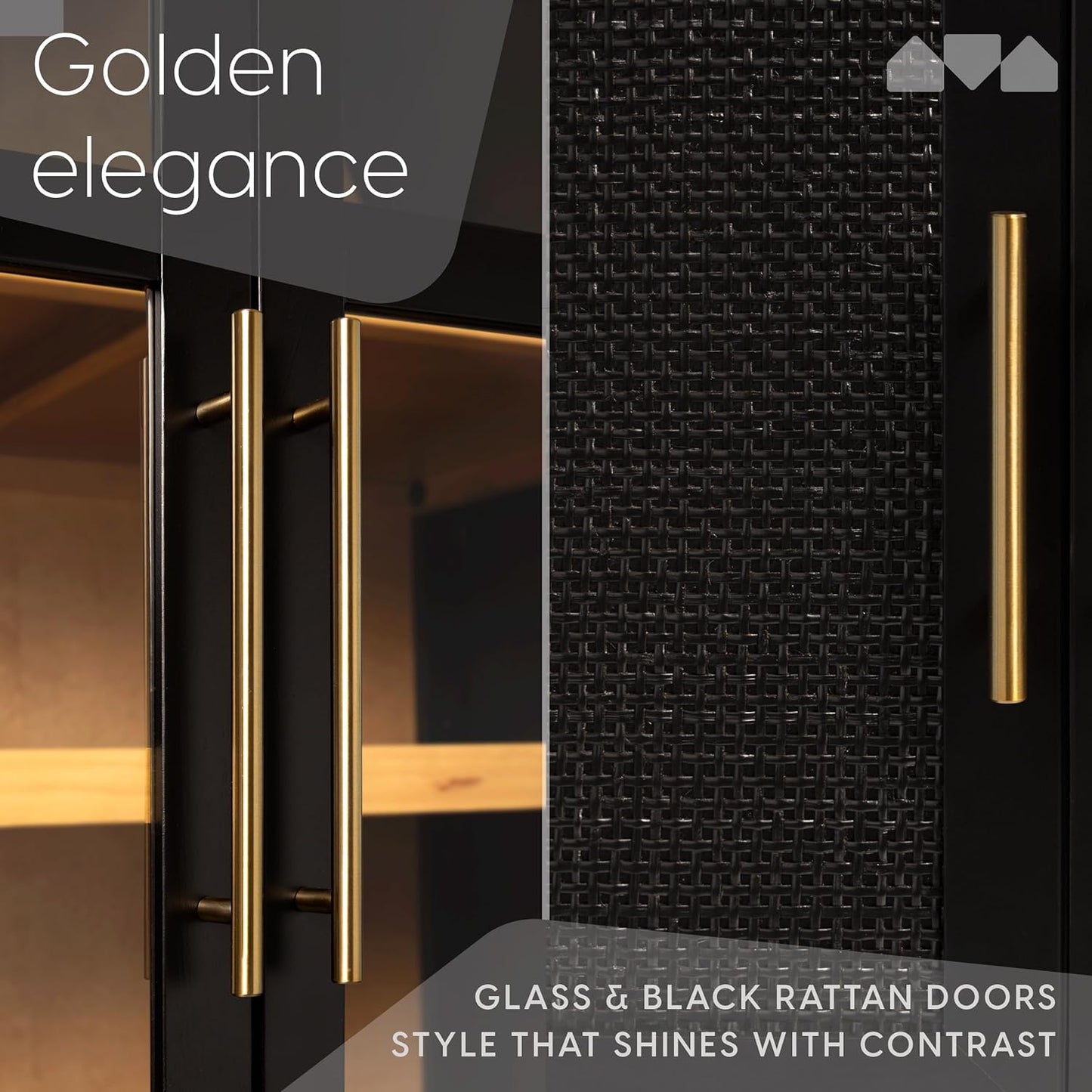 Milliard 74" Tall Arched Kitchen Pantry, Modern Storage Arched Cabinet with Adjustable Shelves and Glass Doors, Living Kitchen Dining Room Cupboard, China Hutch, Bookshelf