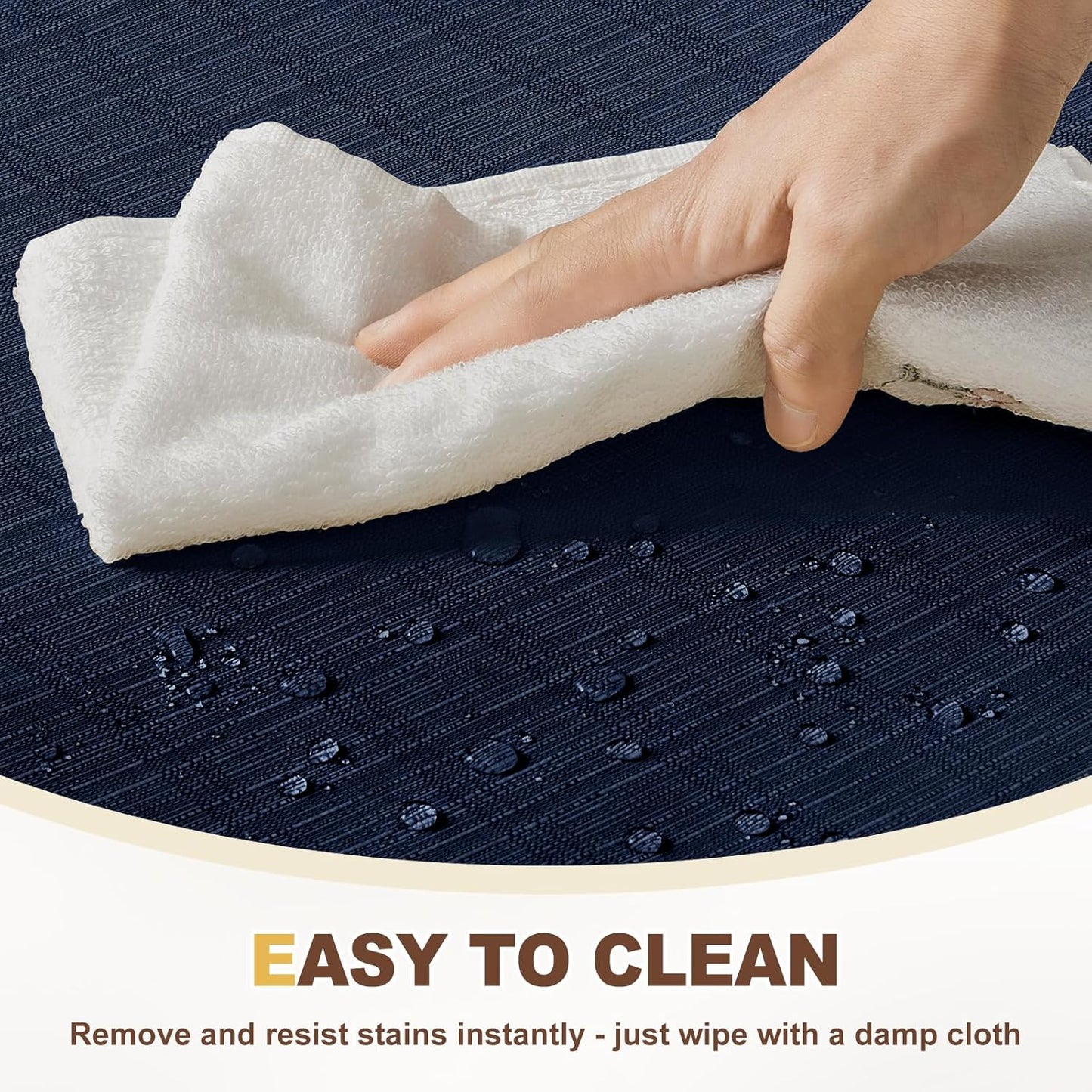 downluxe Chair Cushions for Dining Chairs, Waterproof Kitchen Chair Pads, Non-Slip Dining Seat Cushion with Ties, 17" x 16" x 2.5", Navy, 6 Pack