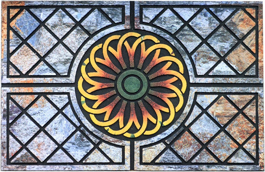 Door Mat Welcome Mat, Heavy Duty Door Mat 23.6 x 35.4 Inch Front Door Mat Rug Doormat for Outdoor Entrance Home Non-Slip Rubber Rug for Front Door, Outside, Entryway, Patio (Flower)