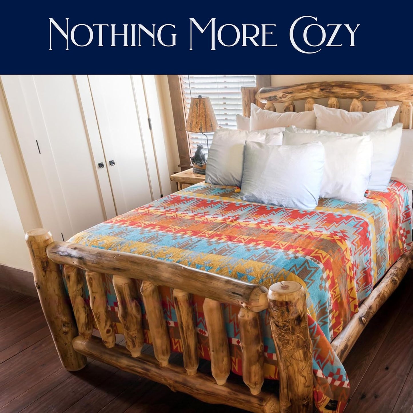 Beacon Blankets Southwestern Wigwam Native American Design Throw - 90" x 90" Blanket Only - Premium Plush Blanket Can be Used for Queen or King Size Bed