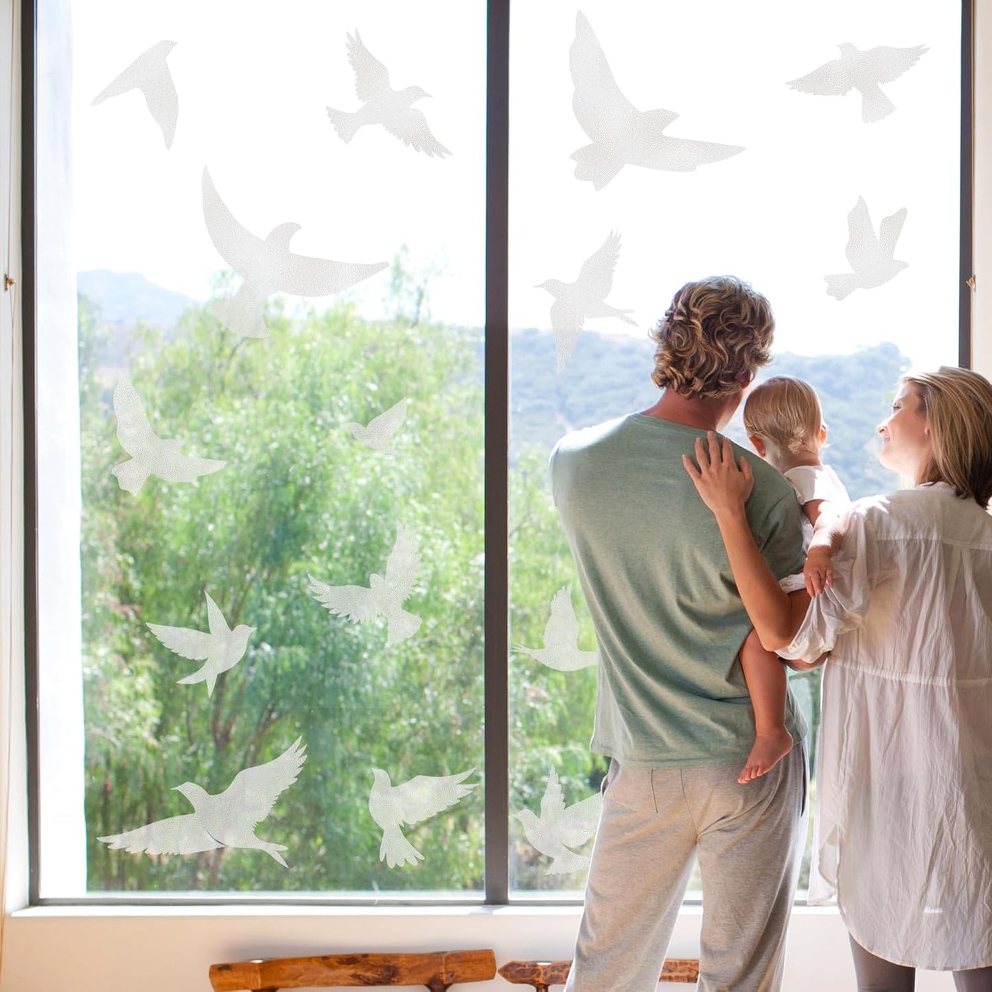 9 Sheets Bird Window Clings, Protect and Save Bird Strikes Window Stickers, Glass Door Stickers Decals, Stop Birds Flying into Windows Accessories Home Decorations