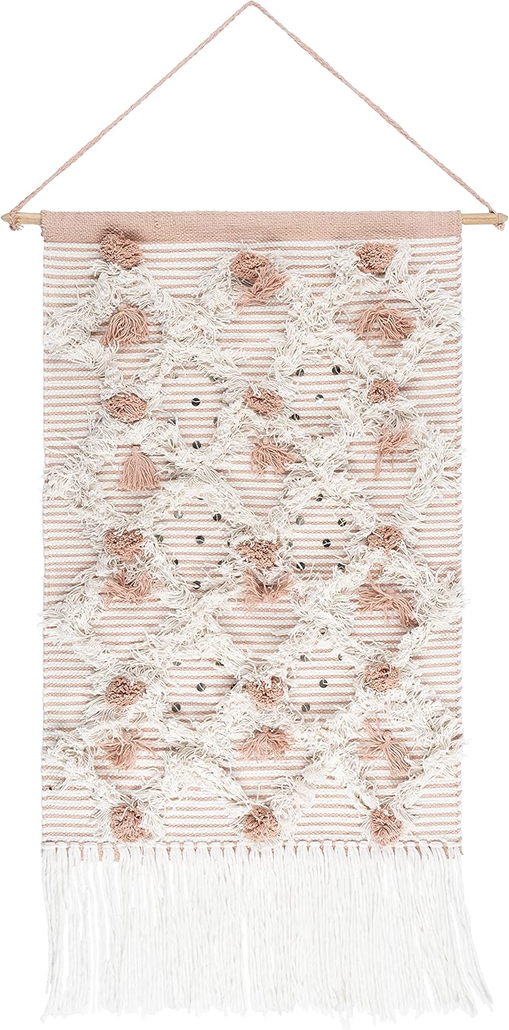 Mark&Day Wall Art, Unterweitersdorf Bohemian Farmhouse White Macrame Tapestry Wall Hanging for Living Room, Bedroom, Office or Kitchen (22"H x 14"W)