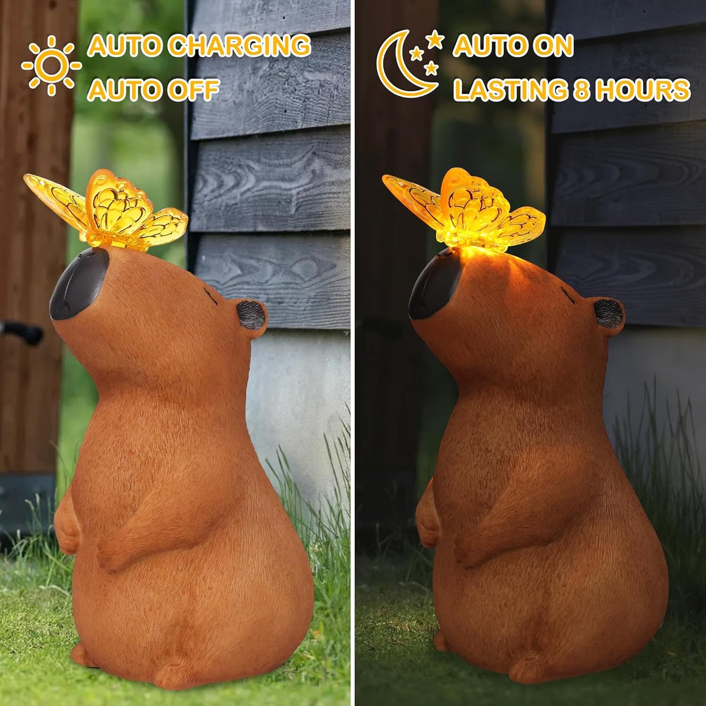 Attivolife Garden Solar Outdoor Statues Capybara Light, Outside & 7 Color Change Lamp, Patio Easter Ornament for Lawn Balcony Porch Yard Art Decor, for Mom Grandma