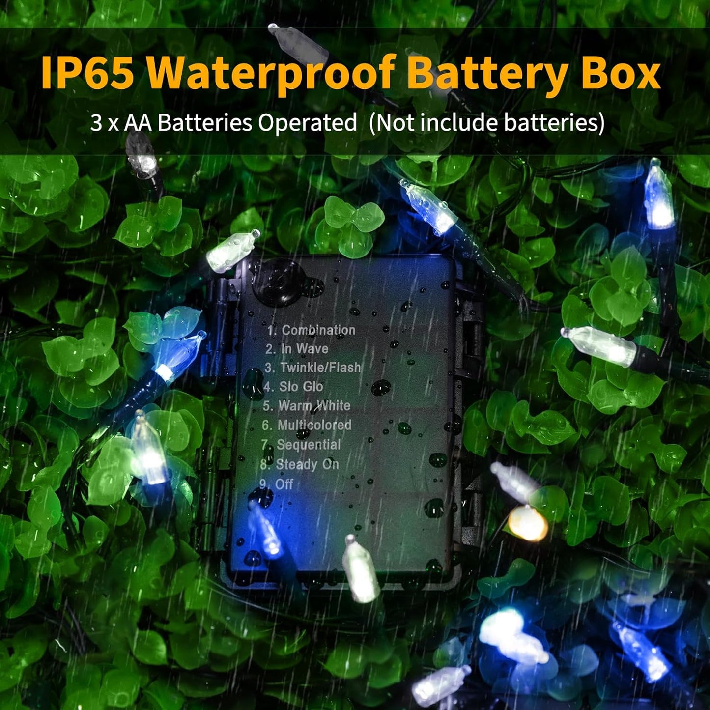 Battery Operated Christmas Lights 2 Pack 18 Feet 50 LED Clear Mini String Lights with 8 Modes Waterproof Tree Lights for Xmas Outdoor Indoor Holiday Party Garden Decor, Blue & White