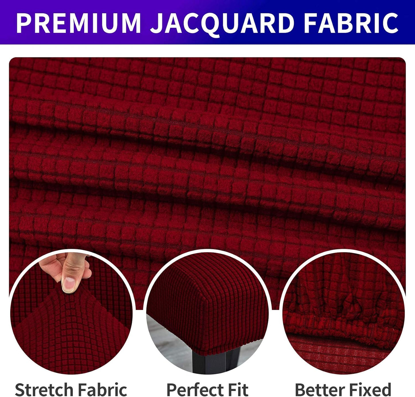 Howhic Stretch Chair Covers for Dining Room Set of 6, Removable Washable Dining Room Chair Covers, Dining Chair Slipcovers Seat Protector, Great Home Decor and Banquet Upholstery (Red Dahlia, 6 Pack)