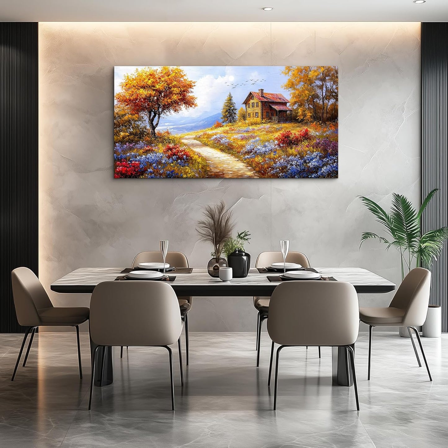 ZUITINGHUA Canvas Wall Art For Living Room Wall Decor For Bedroom Office Wall Decoration Yellow Tree Landscape Painting Farmhouse Pictures Artwork Room Aesthetic Home Decor 20x40 In