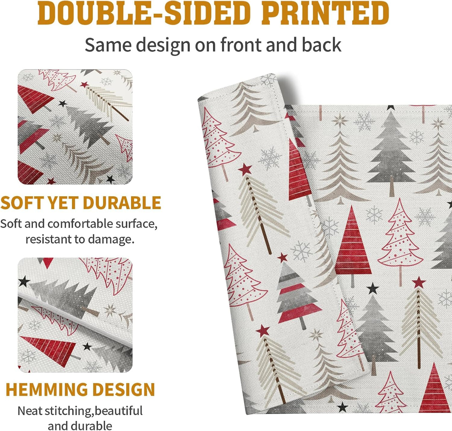 Christmas Tree Placemats Set of 4 Geometric Colorful Xmas Place Mats 12x18 Inch Seasonal Winter Holiday Farmhouse Washable Linen Table Mat for Party Kitchen Dining Decoration