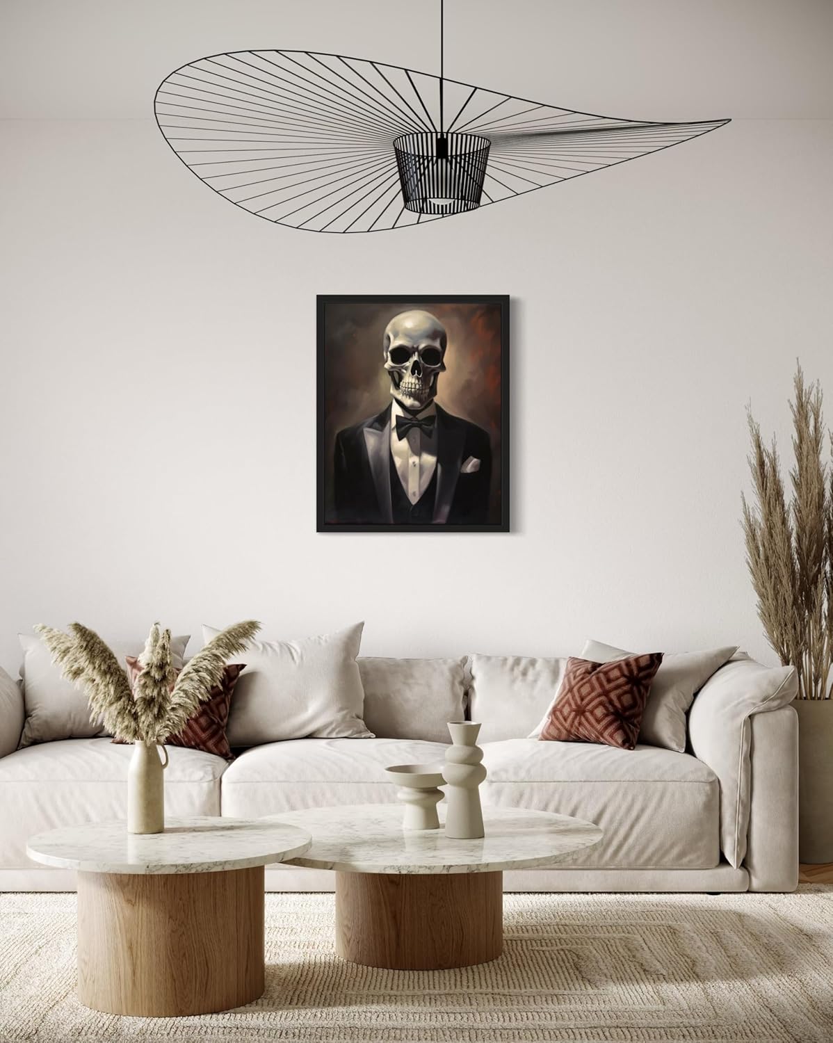 Skull Portrait Poster Art Print, Halloween Scary Vintage Wall Art Academia Spooky Painting Decoration for Horror Prints, Gothic Posters Bedroom Decor 89 (Skull Portrait, 16 x 20 inches, Black Frame)