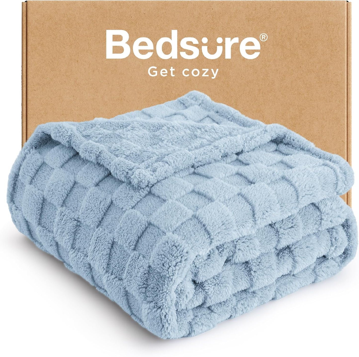 Bedsure GentleSoft Light Blue Throw Blanket for Couch - Super Soft Cozy Blankets Gifts for Women Men Girls, Cute Small Fleece Throws for Bedroom Home Decor, 50x70 Inches