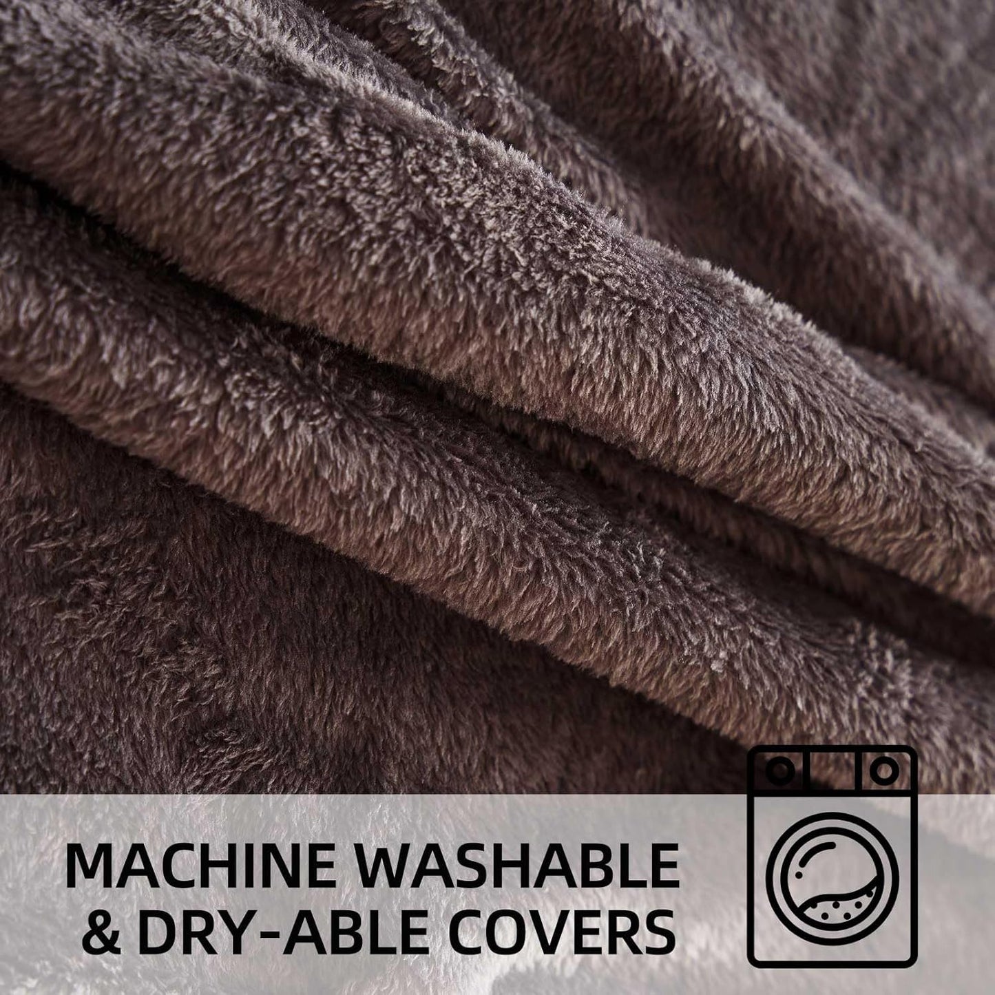 Bean Bag Chair 5Ft, Memory Foam Filled, Large Beanbag Chairs for Adults and Teens, Soft Sofa with Removable Flannel Cover, Round Couch for Living Room Bedroom College Dorm (Brown, 5FT-60×60"×24")