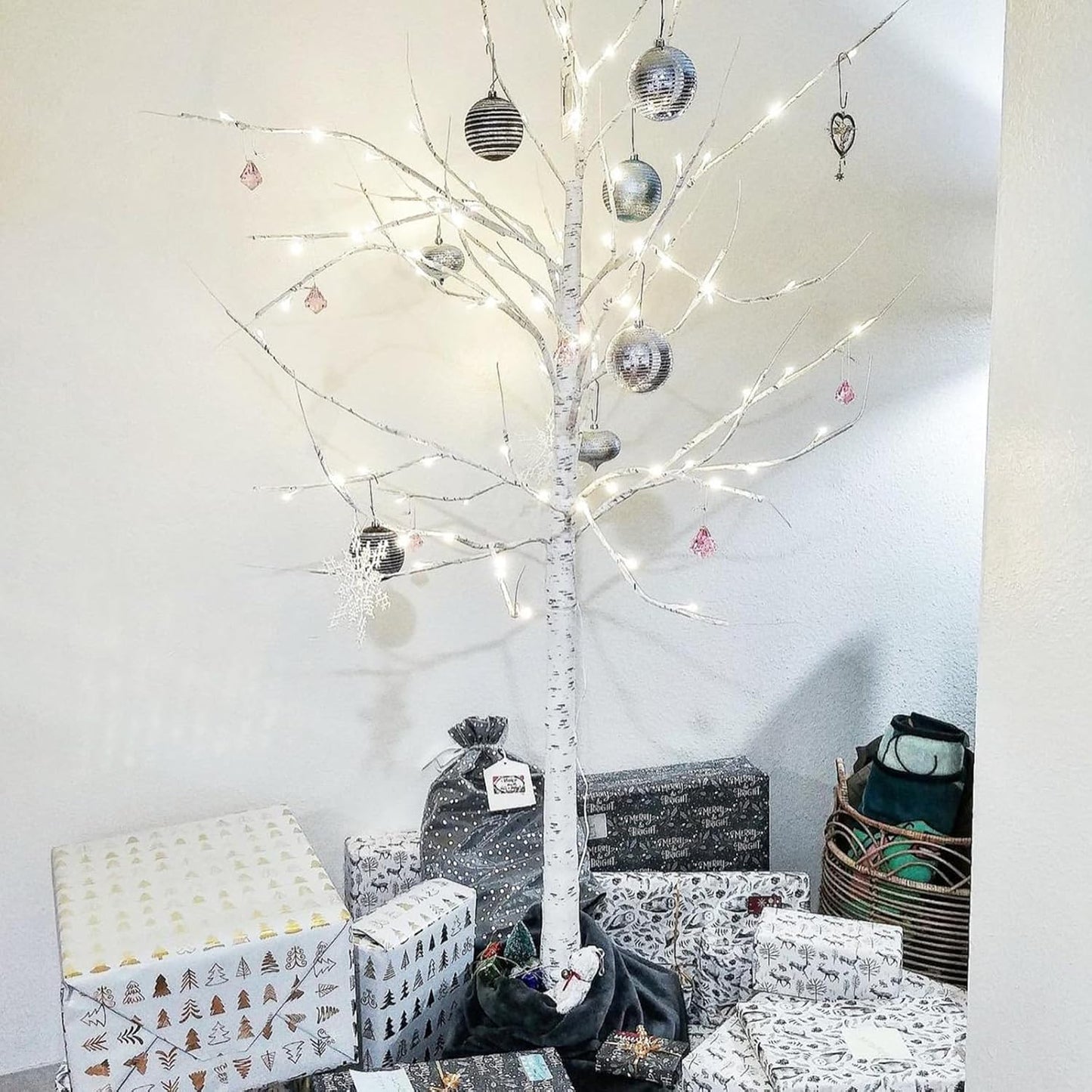 Twinkle Star Lighted Birch Tree 6 Feet 96 LED for Home Wedding Festival Party Christmas Decoration