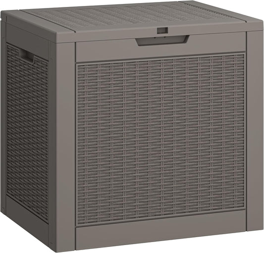 31 Gallon Deck Box, Resin Outdoor Storage Box, Waterproof and UV Resistant Deck Box, Lightweight Storage Box for Garden Tools, Pool Supplies