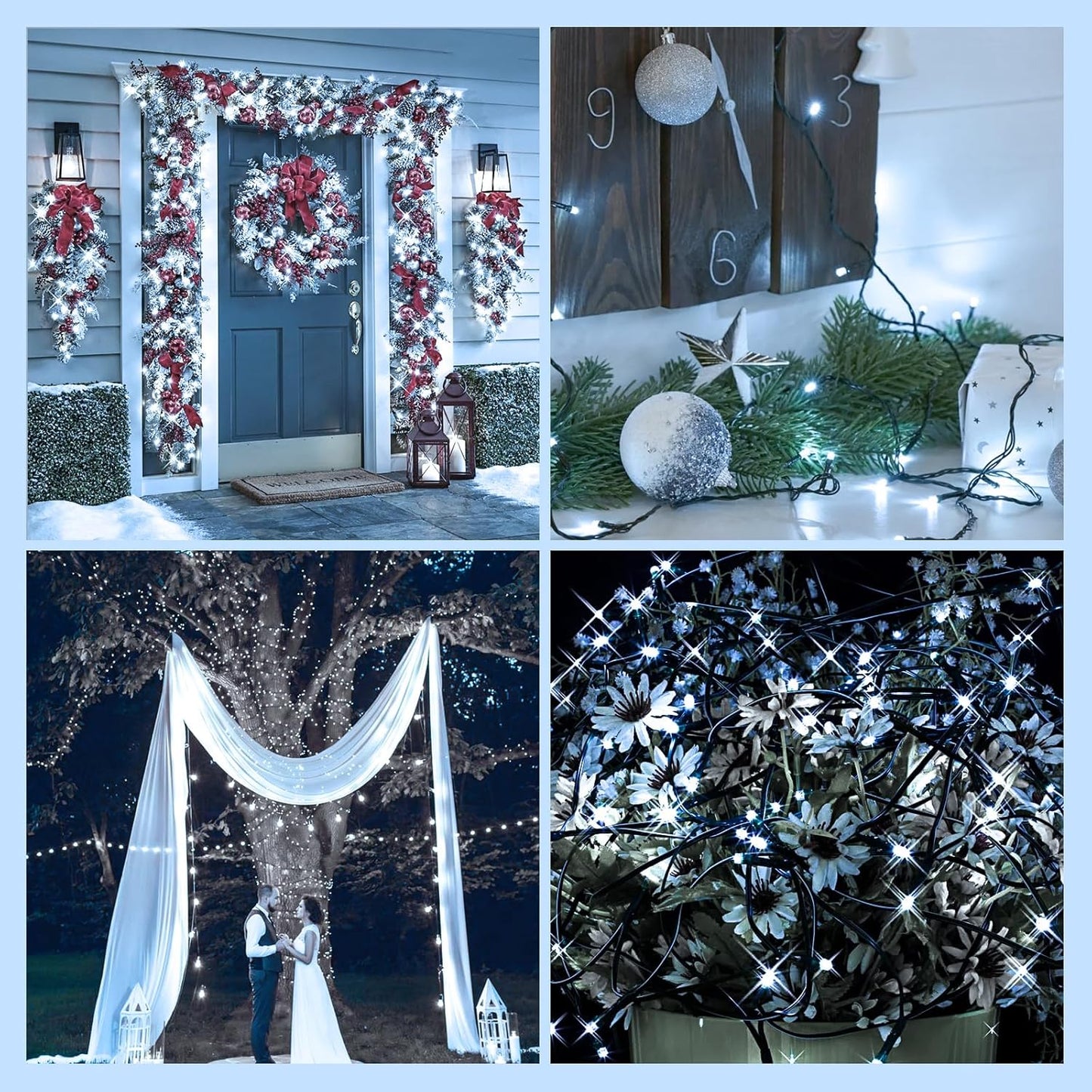 Upgraded Super Long 264FT 800 LED Christmas String Lights Outdoor & Indoor, Memory Function & Timer & 8 Modes, Green Wire Waterproof String Lights for Xmas Tree Holiday Party Garden Decor (Cool White)