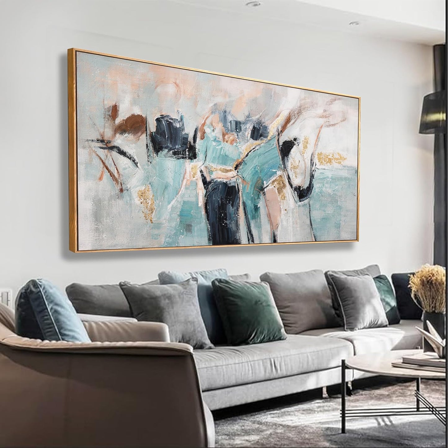 Dimpaga Abstract Wall Art Framed Ready To Hang Home Decor Artwork Wall Art Colorful Fantasy Graffiti Prints Canvas Painting For Living Room Bedroom Office Apartment Decoration 24"X48"