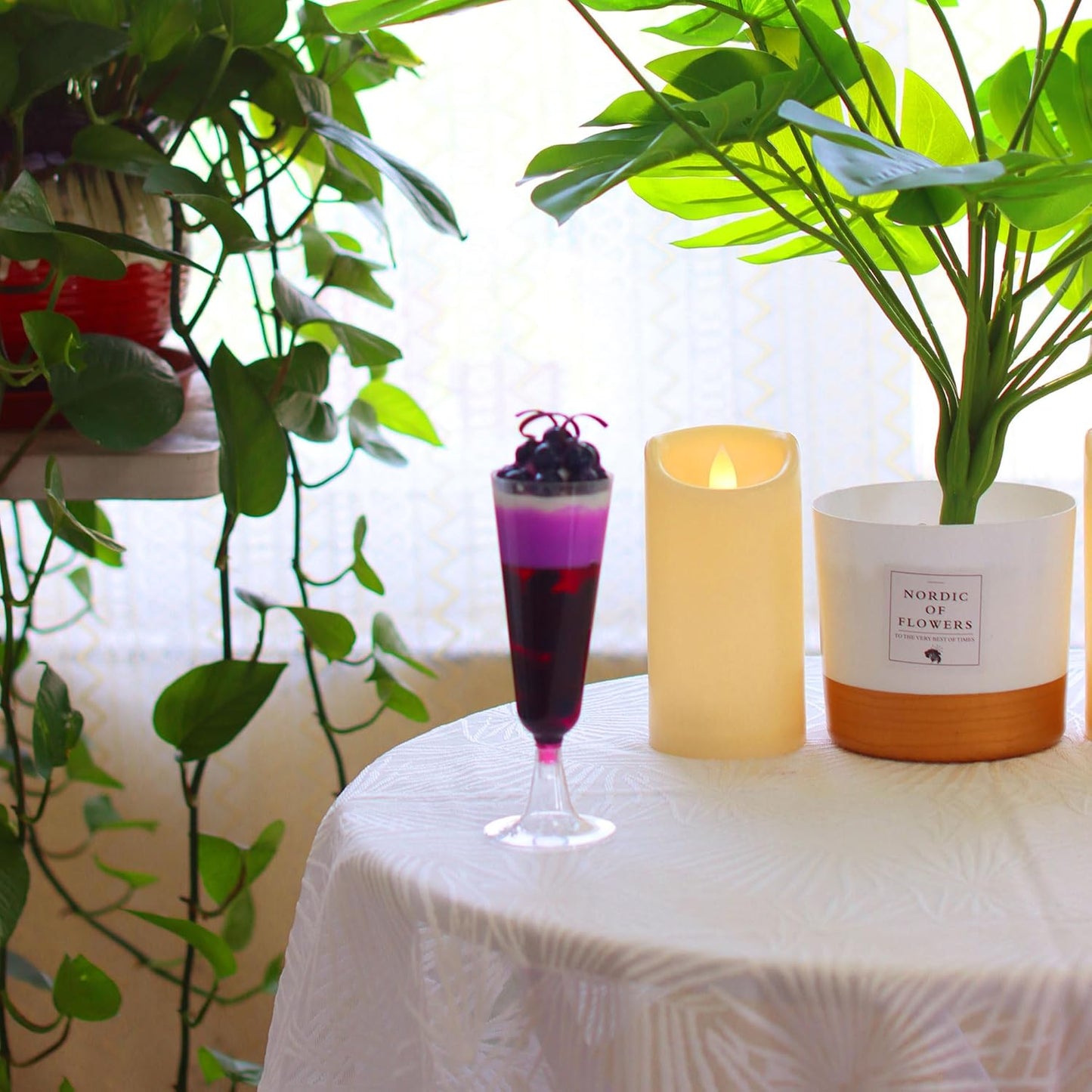 CANDLE CHOICE Waterproof Outdoor Battery Operated Flameless Candles with Timer Flickering Plastic Resin Electric LED Pillar Lights for Lantern Patio Garden Wedding Party Decorations 3x6 Inches 2 Pack