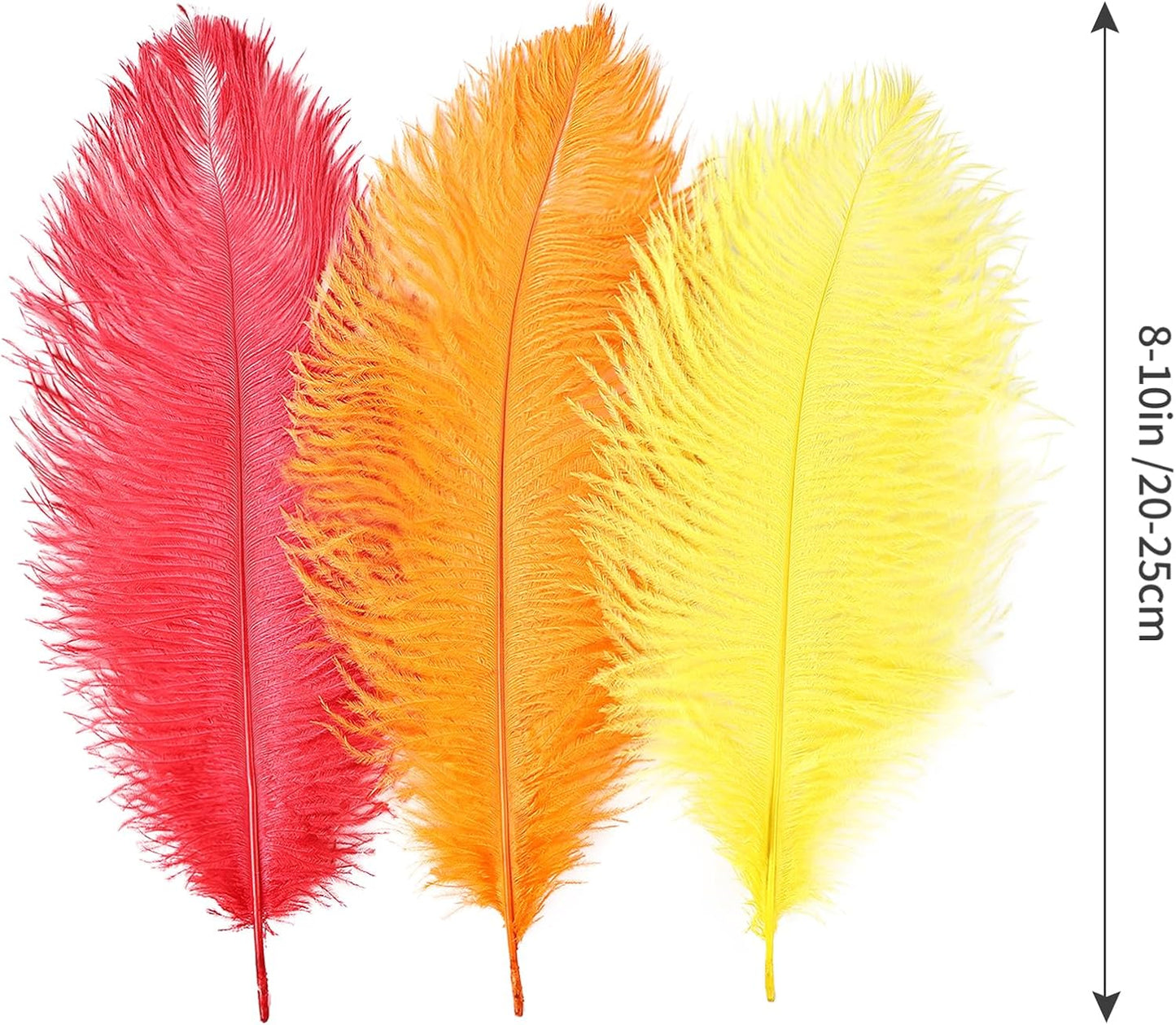 THARAHT Red Orange Yellow Ostrich Feathers 12pcs Natural Bulk 10-12Inch 25cm-30cm for Crafts Wedding Party Centerpieces Halloween and Home Decoration Feathers