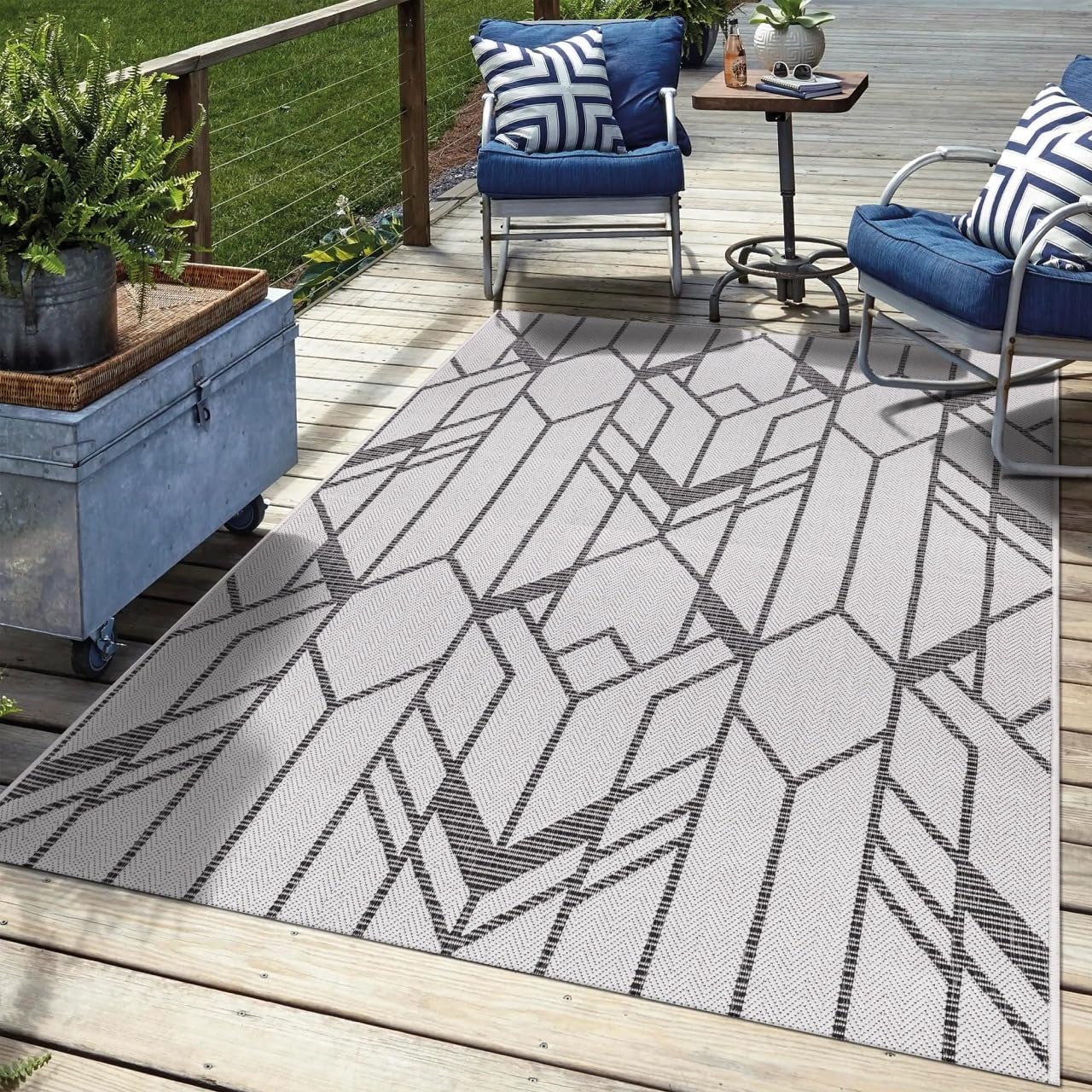 Keen Home Design Terrace Outdoor Area Rug - 6x9 Washable Indoor/Outdoor Rug for Patio, Kitchen, Balcony, Beach, Garden, Deck and Porch, Size: 6'x8'10"