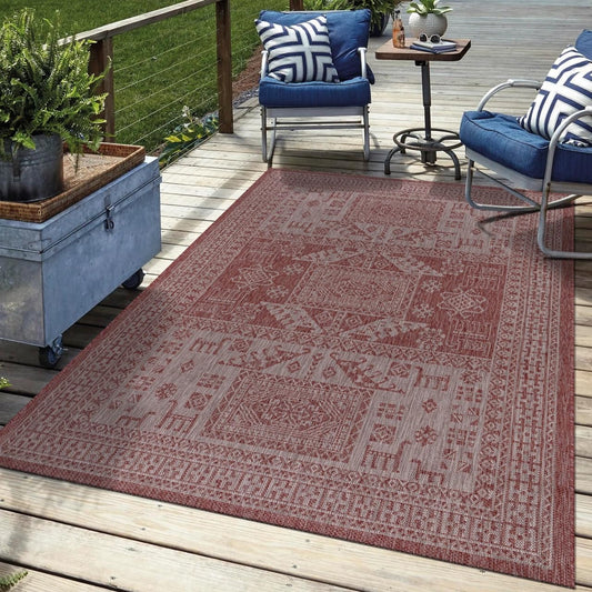 Keen Home Design Terrace Outdoor Area Rug - 5x8 Washable Indoor/Outdoor Rug for Patio, Kitchen, Balcony, Beach, Garden, Deck and Porch, Size: 5'3"x7'7"