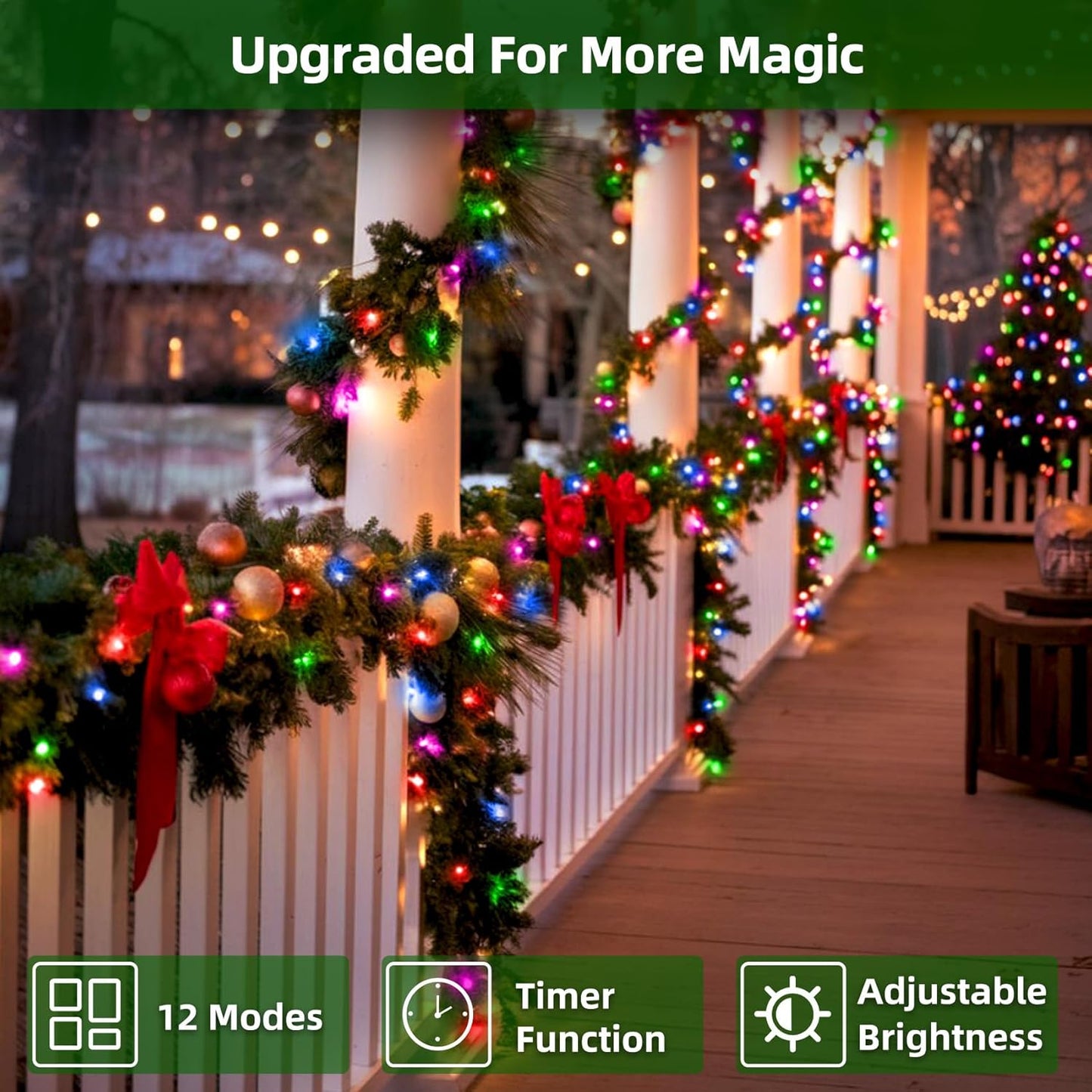 750 LED 240FT Christmas Lights Outdoor,12 Lighting Modes Christmas String Lights with Timer, Dimmable Multicolor LED StringLights Waterproof for Yard Tree Wedding Party Holiday Multicolor