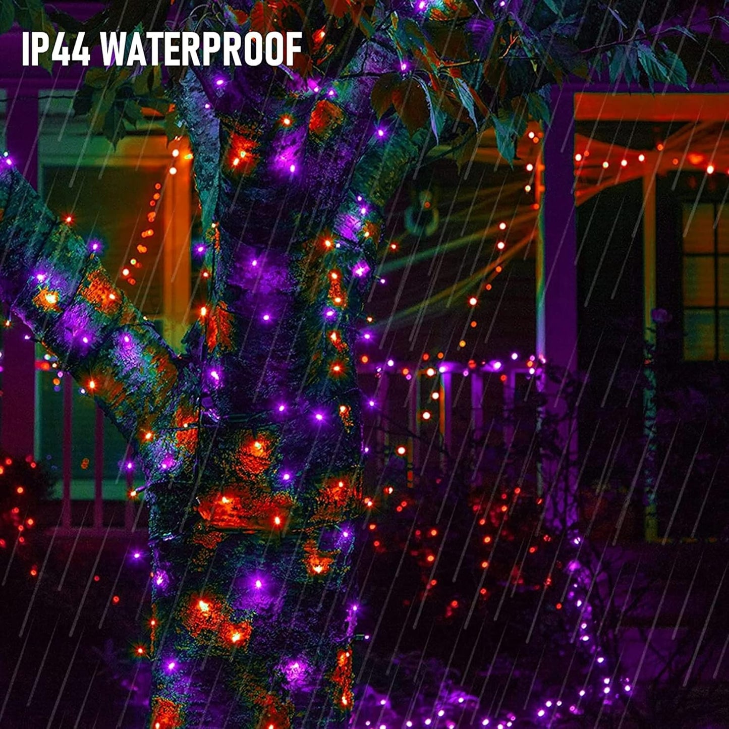 Dazzle Bright Purple and Orange Battery Operated 50 LED 16FT Waterproof Mini String Lights with 8 Modes - Indoor/Outdoor Halloween Decorations