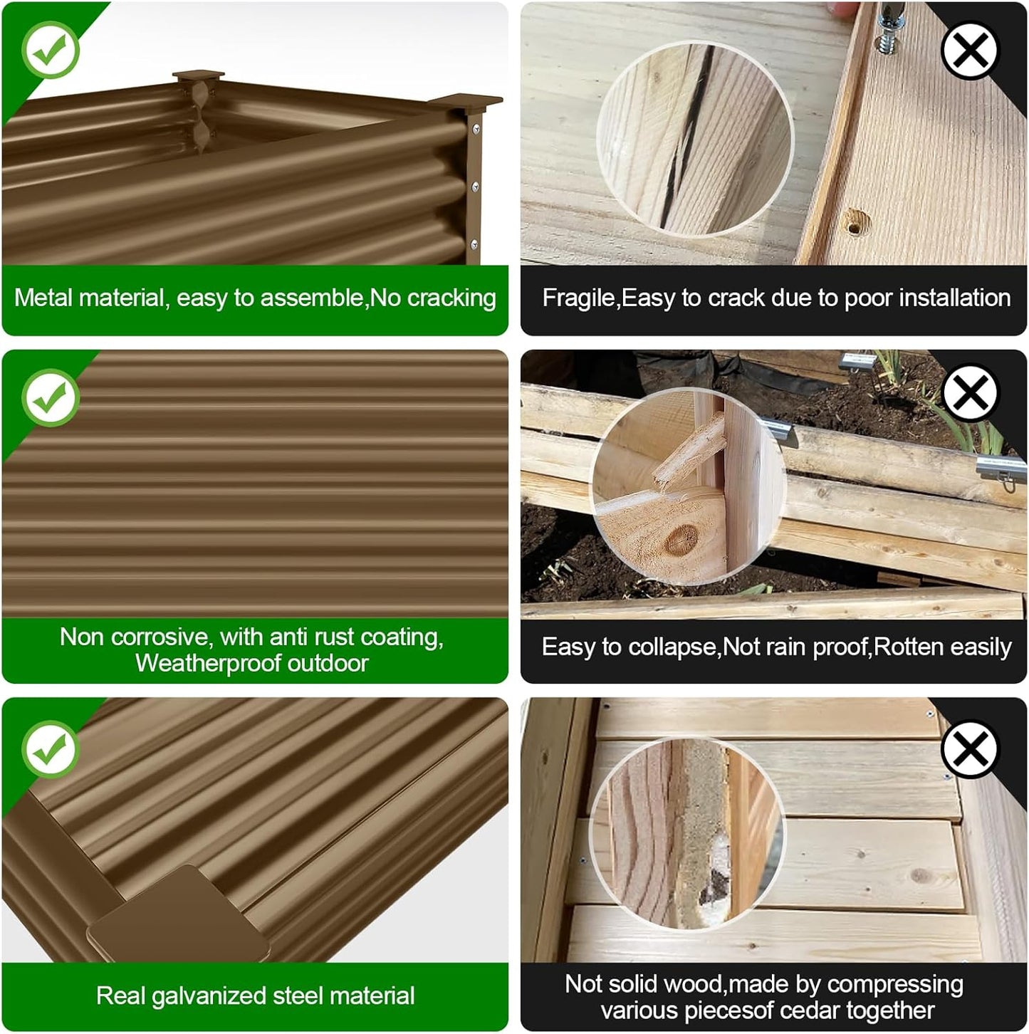 Land Guard Galvanized Oval Large Metal Raised Garden Bed with Legs for Vegetables (Beige)