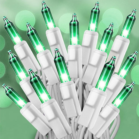 St. Patrick's Day Mini String Light Green Christmas Lights, 25FT 100 Incandescent Bulbs Green Lights with White Wire for Christmas Tree, Garland, Indoor & Outdoor St Patricks Day Decoration