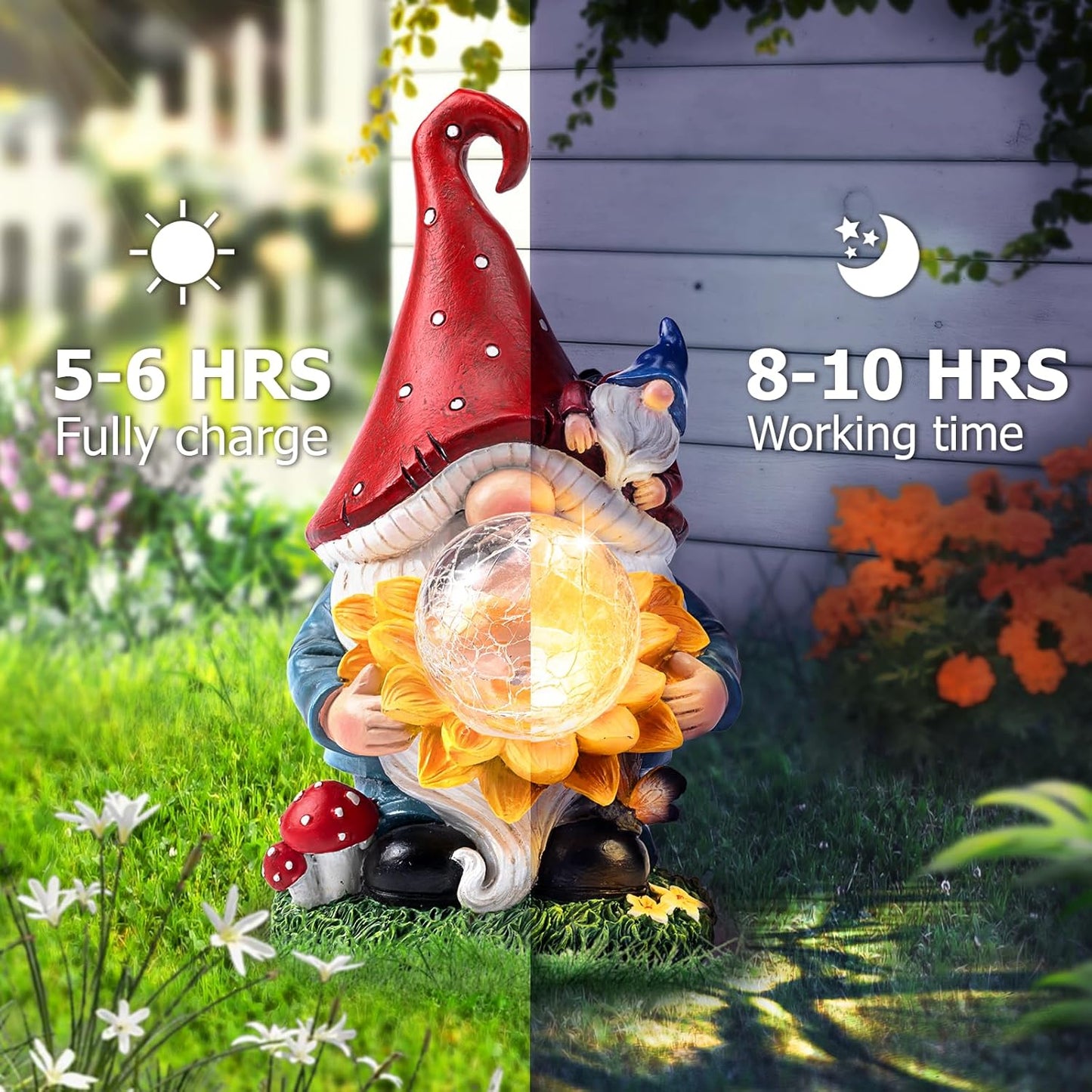 Solar Gnomes Garden Decor Outdoor Statues, Gnomes Gardening Gifts for Women Mom, Gnomes Decorations for Yard with Sunflower Decor Solar Lights for Outside, Patio, Lawn, Porch Decor