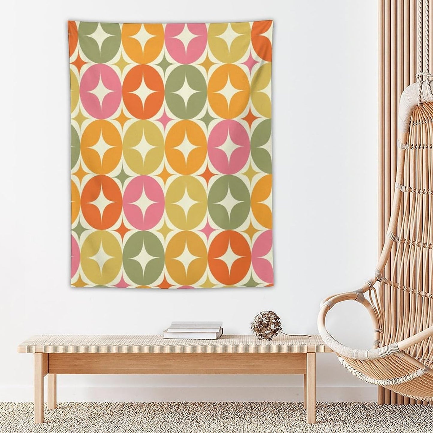 ICMOLYYENLO Abstract Cat Tapestry, Medieval Abstract Atomic Star Cat Vintage Home Wall Hanging Art Tapestry for Bedroom Living Room Dormitory 60x60 Inch